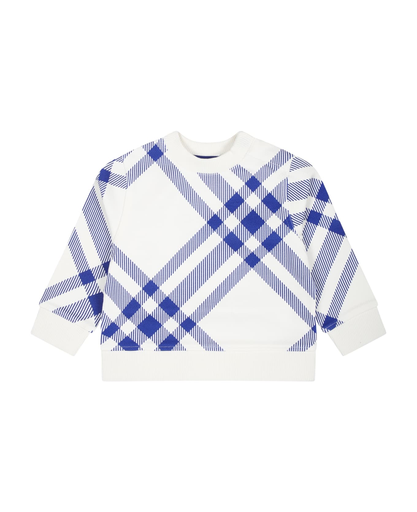 Burberry Sweatshirt For Boy With All Over Check - White