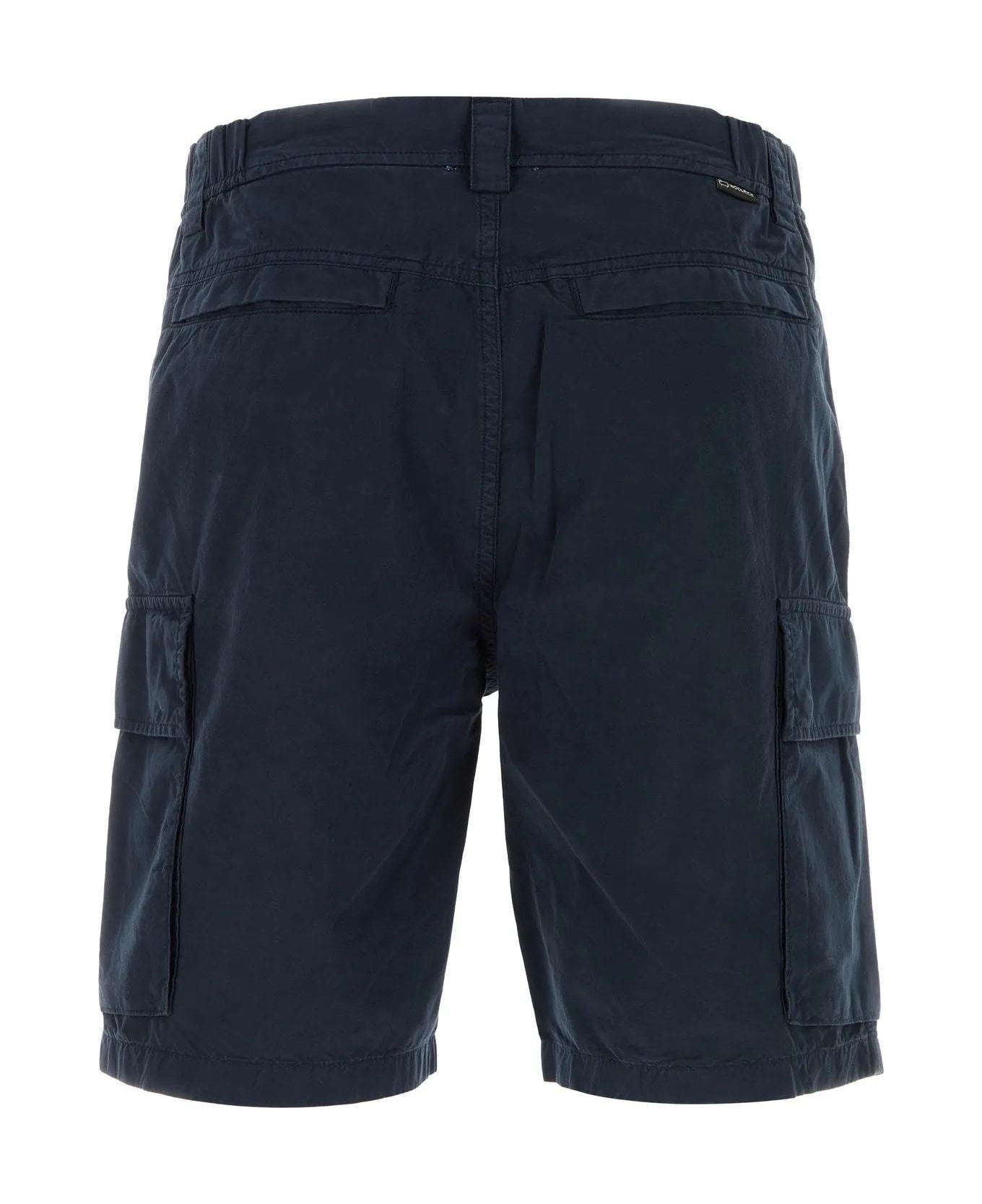 Woolrich Blue Cotton Bermuda Shorts - Melton blue
