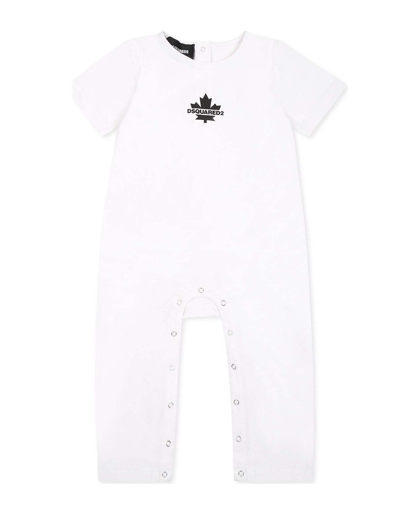 Dsquared2 White Romper For Baby Boy With Black Logo - White