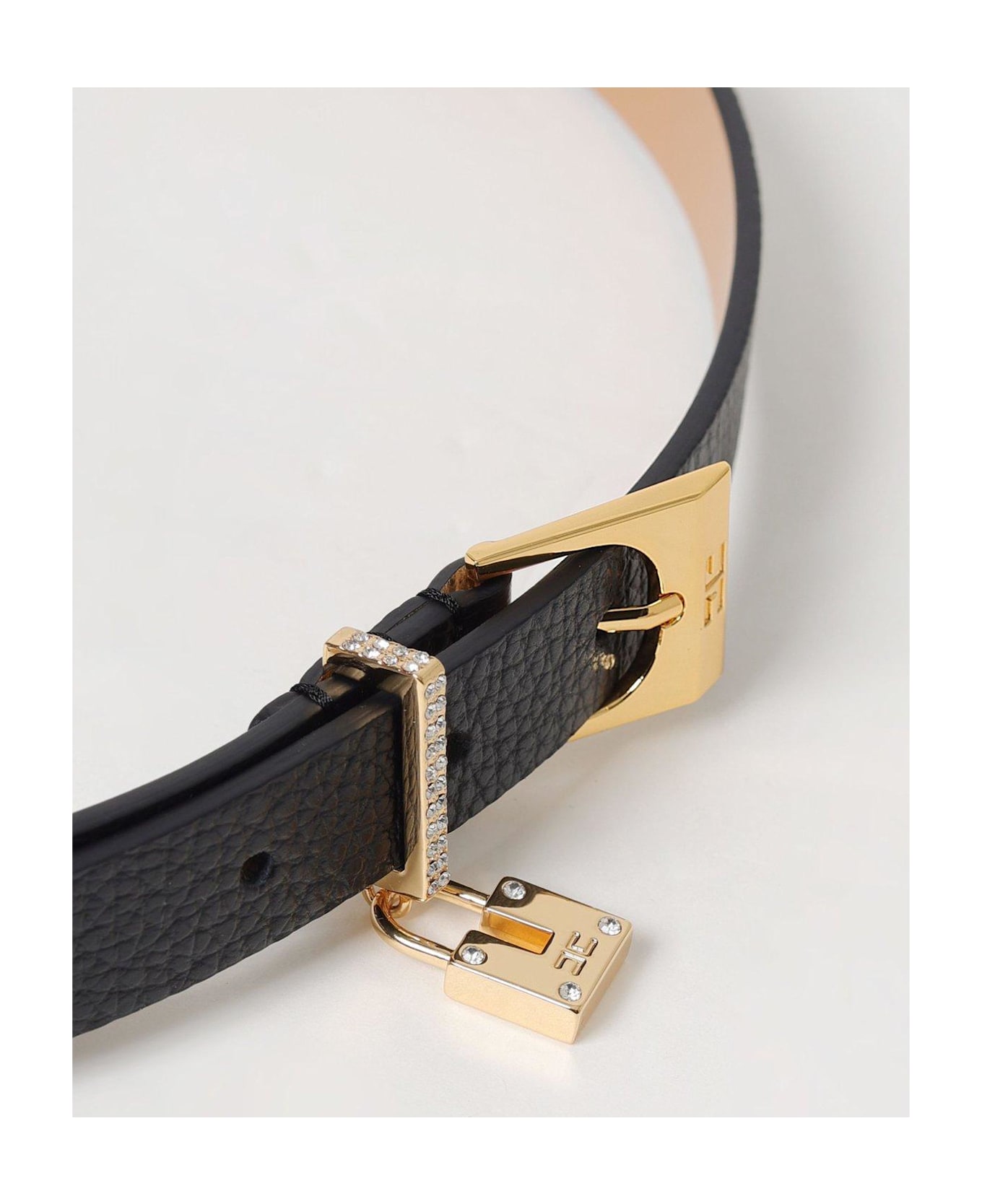 Elisabetta Franchi Logo Engraved Embellished Belt Elisabetta Franchi - BLACK