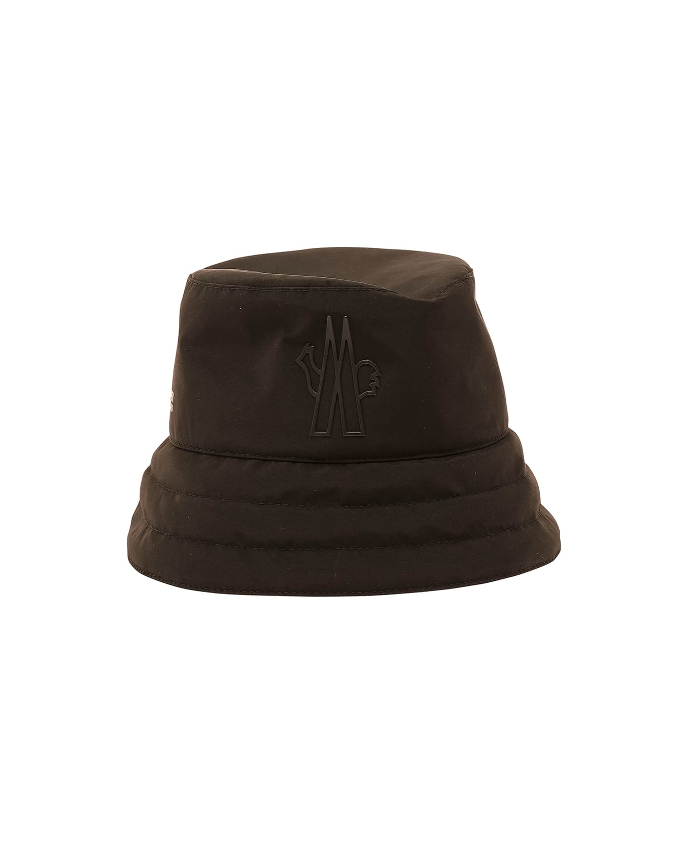 Moncler Grenoble Black Bucket Hat With Metal Logo Patch In Tech Fabric Woman - Black