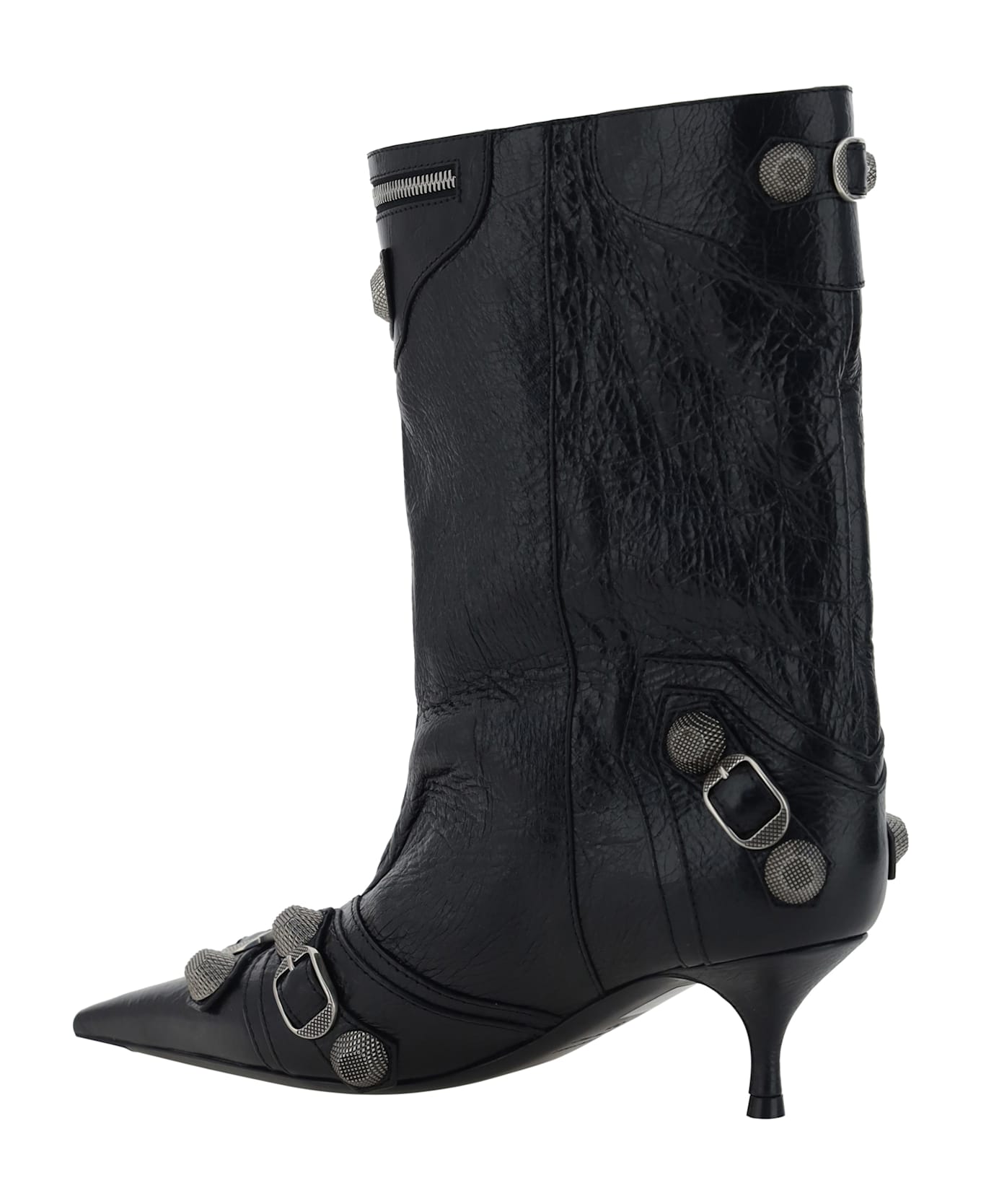 Balenciaga Cagole Leather Ankle Boots - black