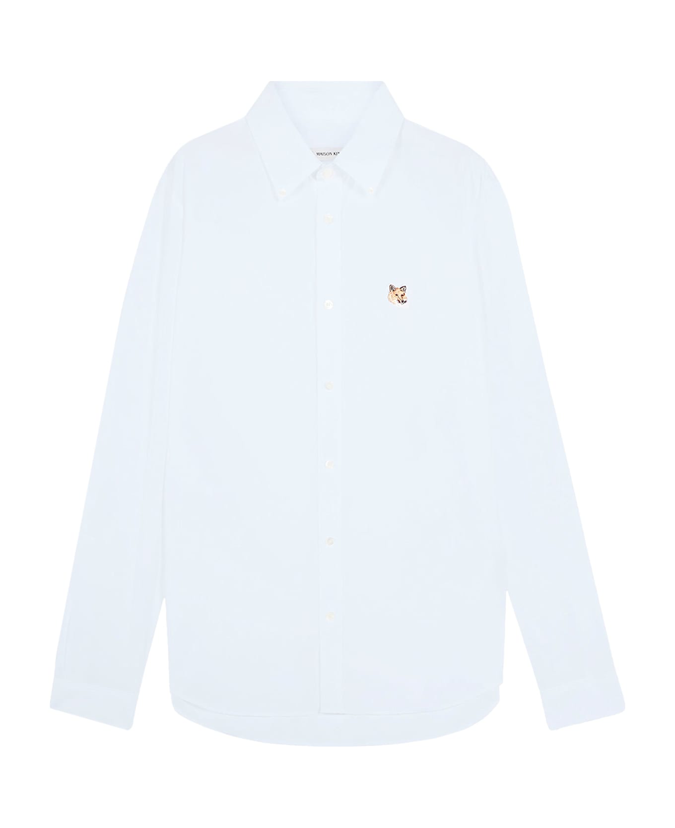 Maison Kitsuné Oxford Cotton Shirt With Embroidered Foxy Logo - Blue