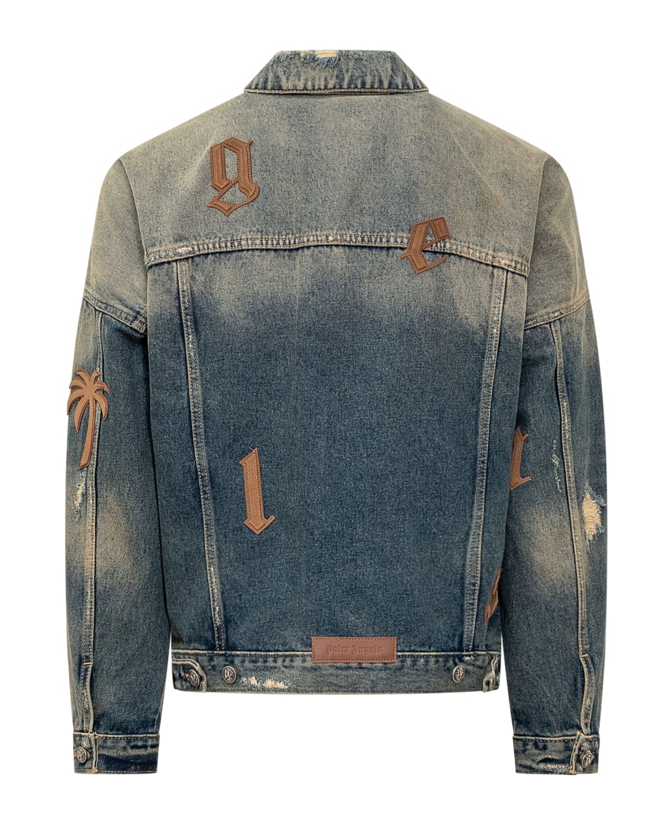 Palm Angels Denim Jacket With Logo - BLUE GOLDEN BROWN ジャケット