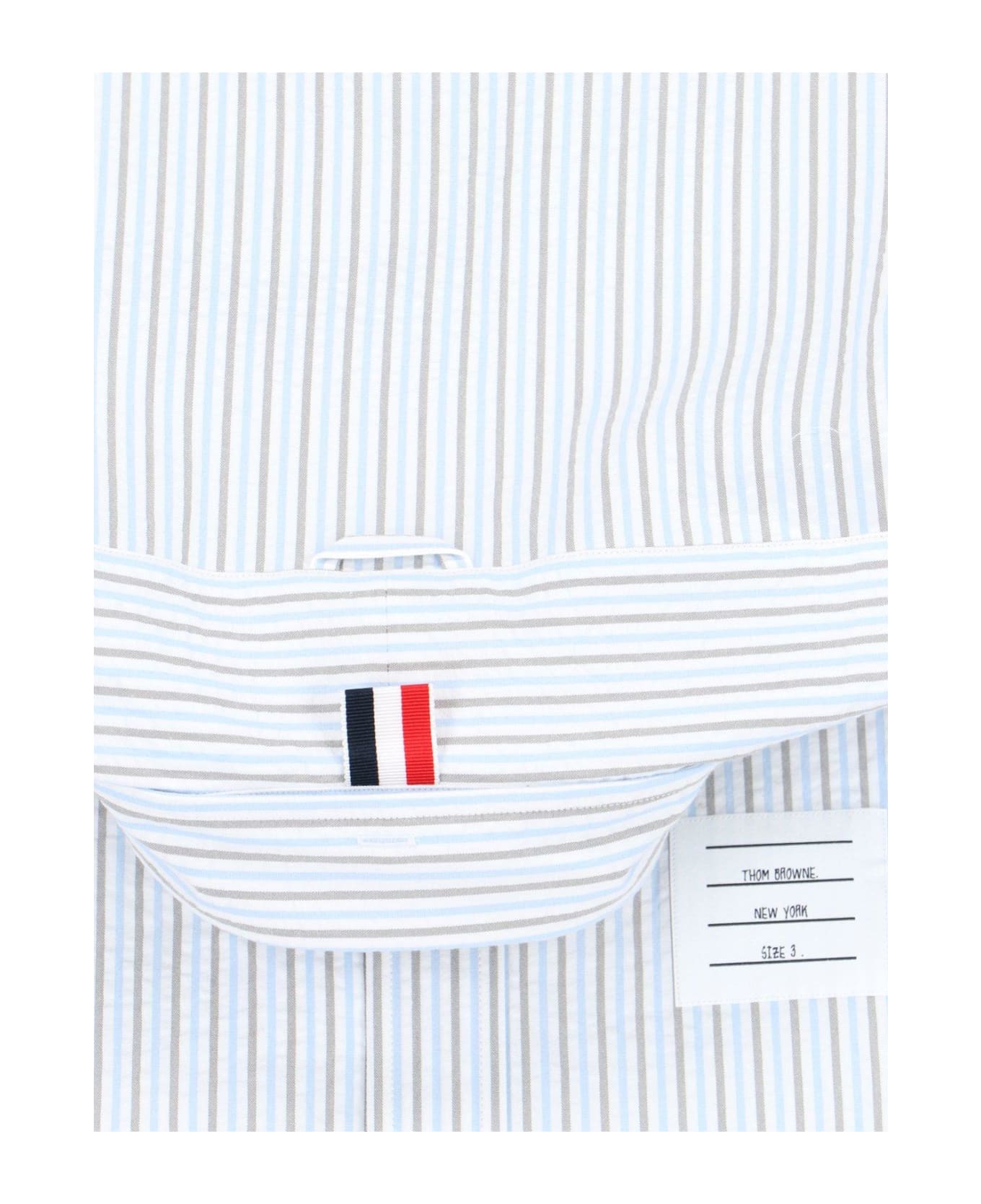 Thom Browne Striped Short-sleeved Shirt - NAVY