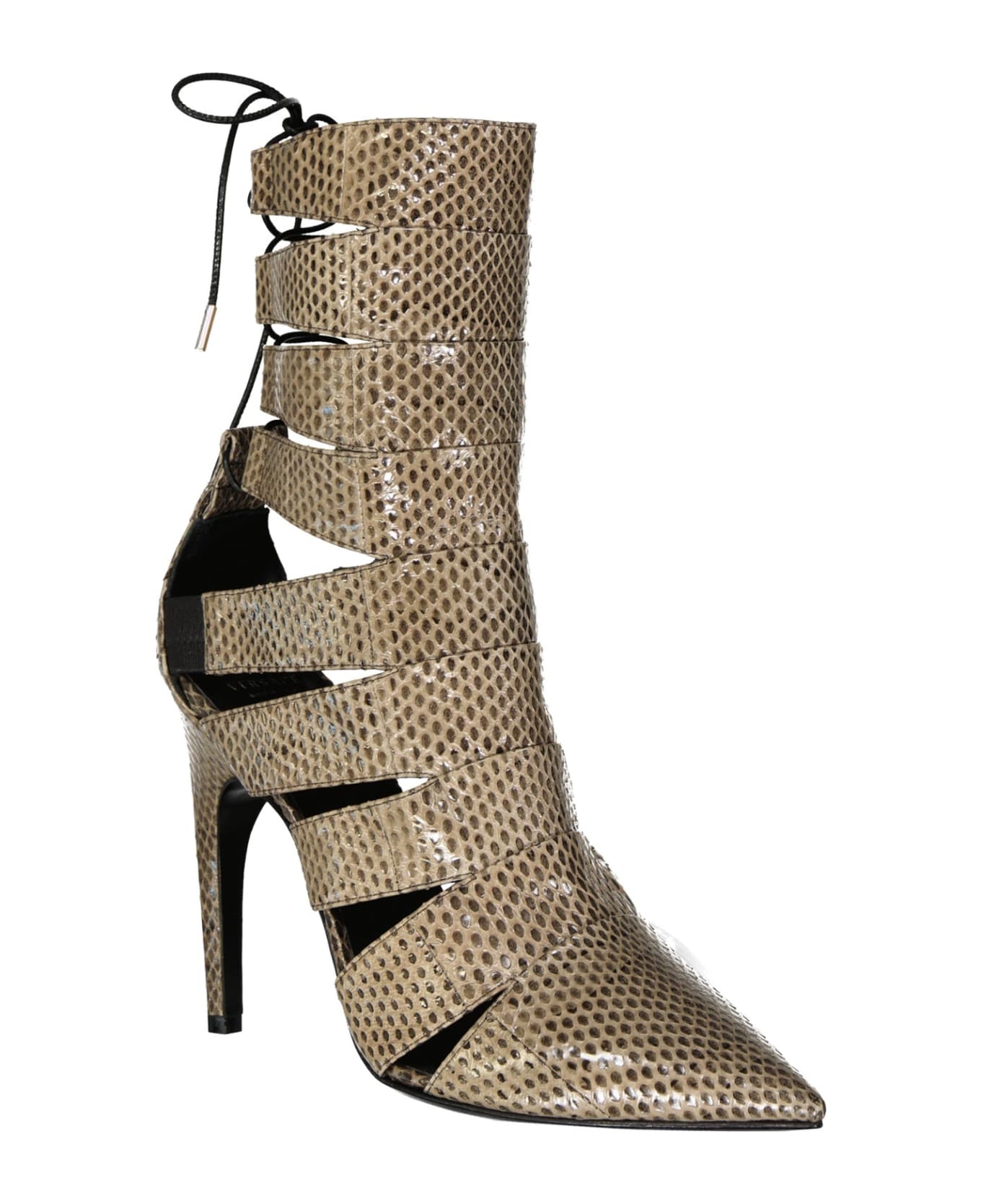 Versace Snake Leather Ankle Boots - Brown
