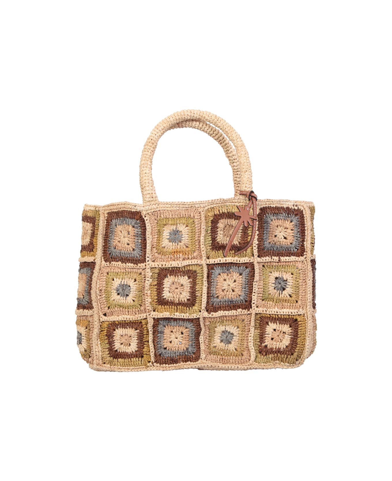 Manebi Sunset Small Crochet Multicolor Bag By Manebi - Beige