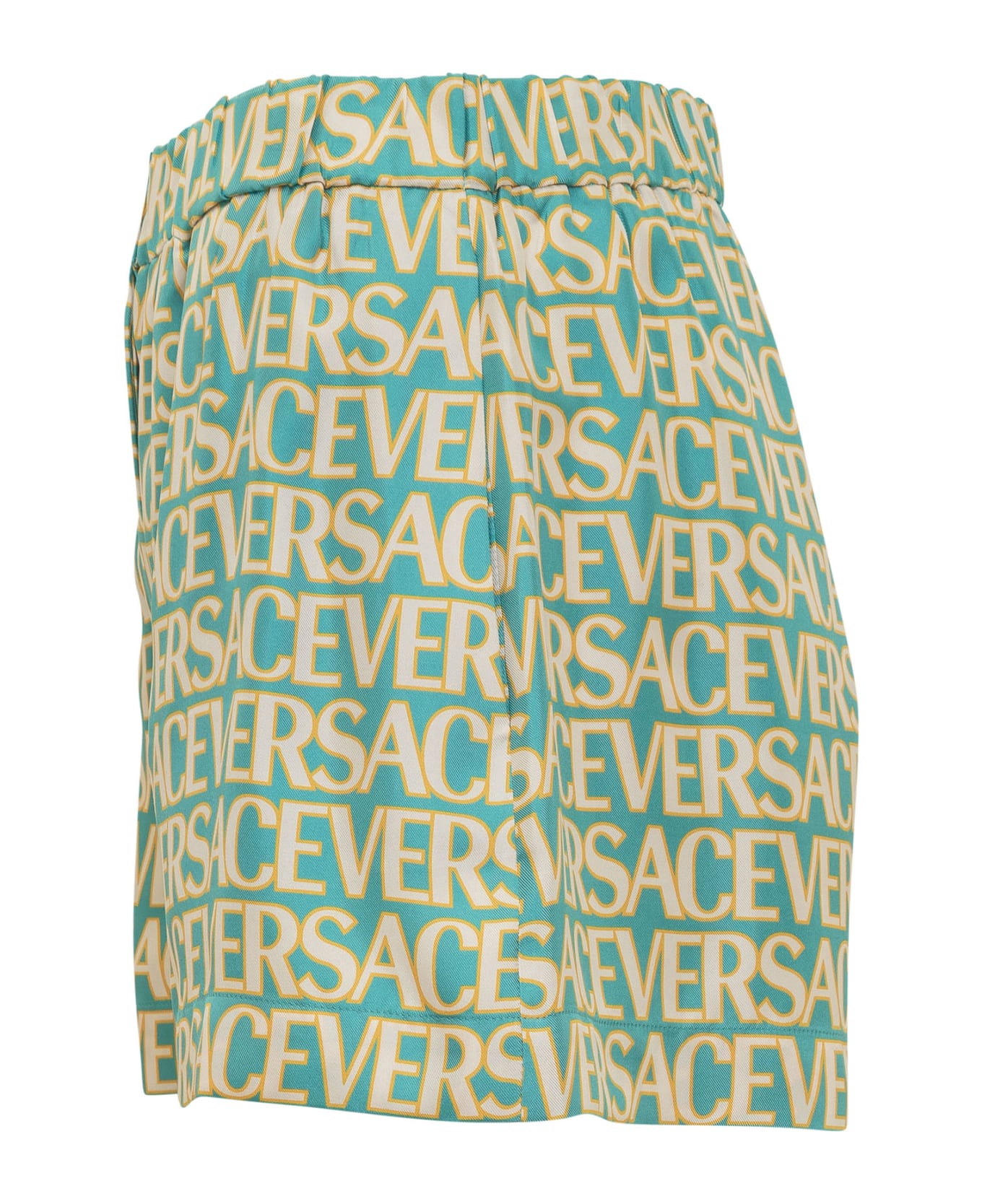 Versace Silk Shorts - TURQUOISE-AVORIO