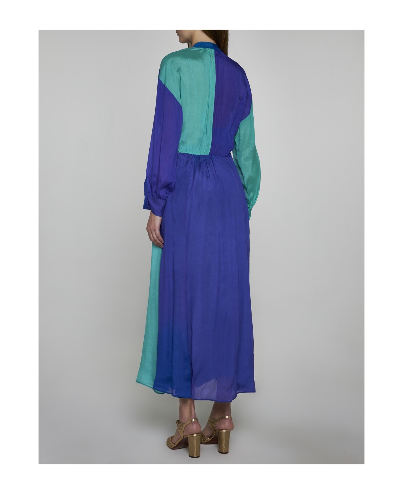 Forte_Forte Silk Crepon Long Dress - BLUE/GREEN ワンピース＆ドレス