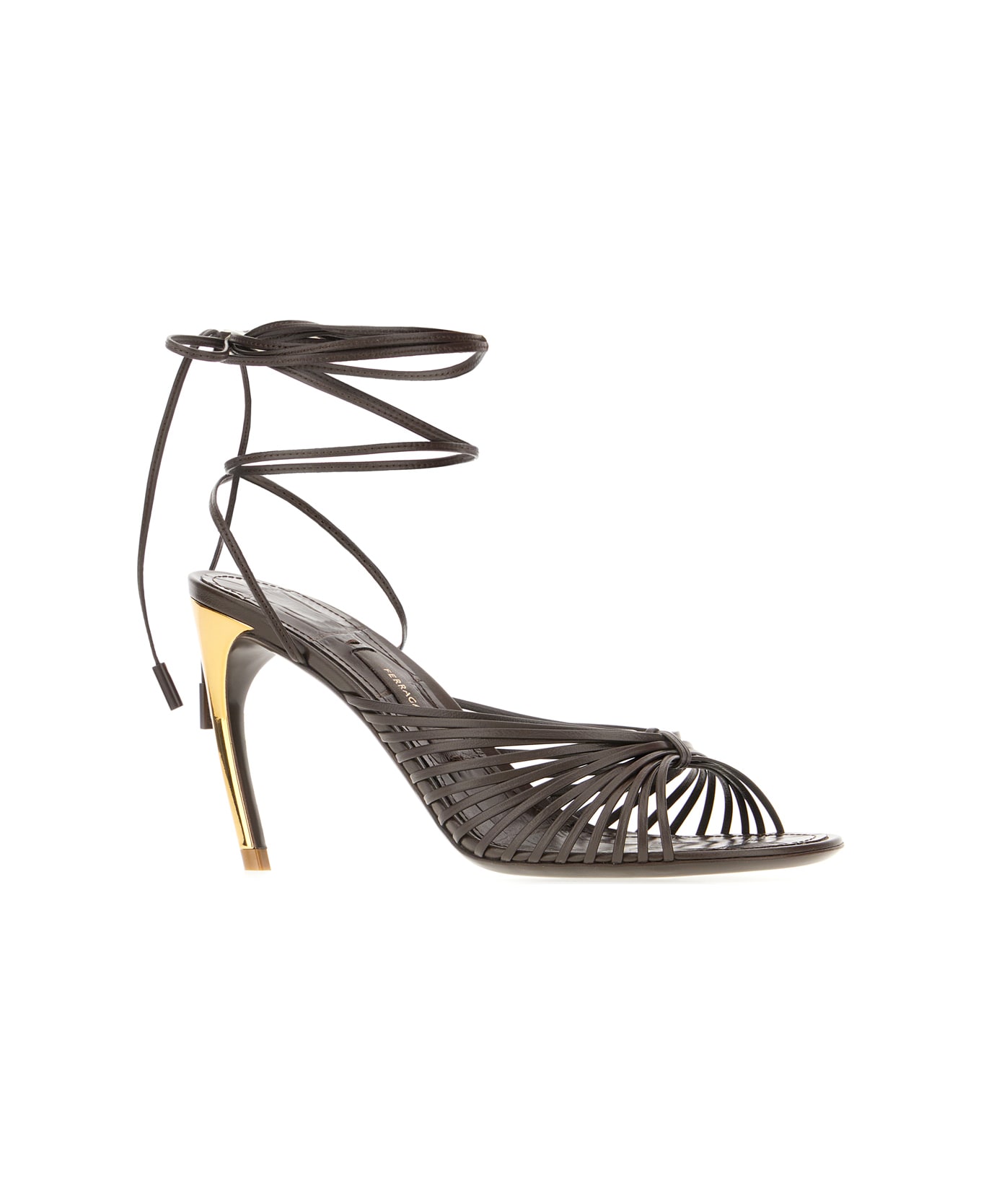 Ferragamo Chocolate Leather Sandals - TESTA DI MORO