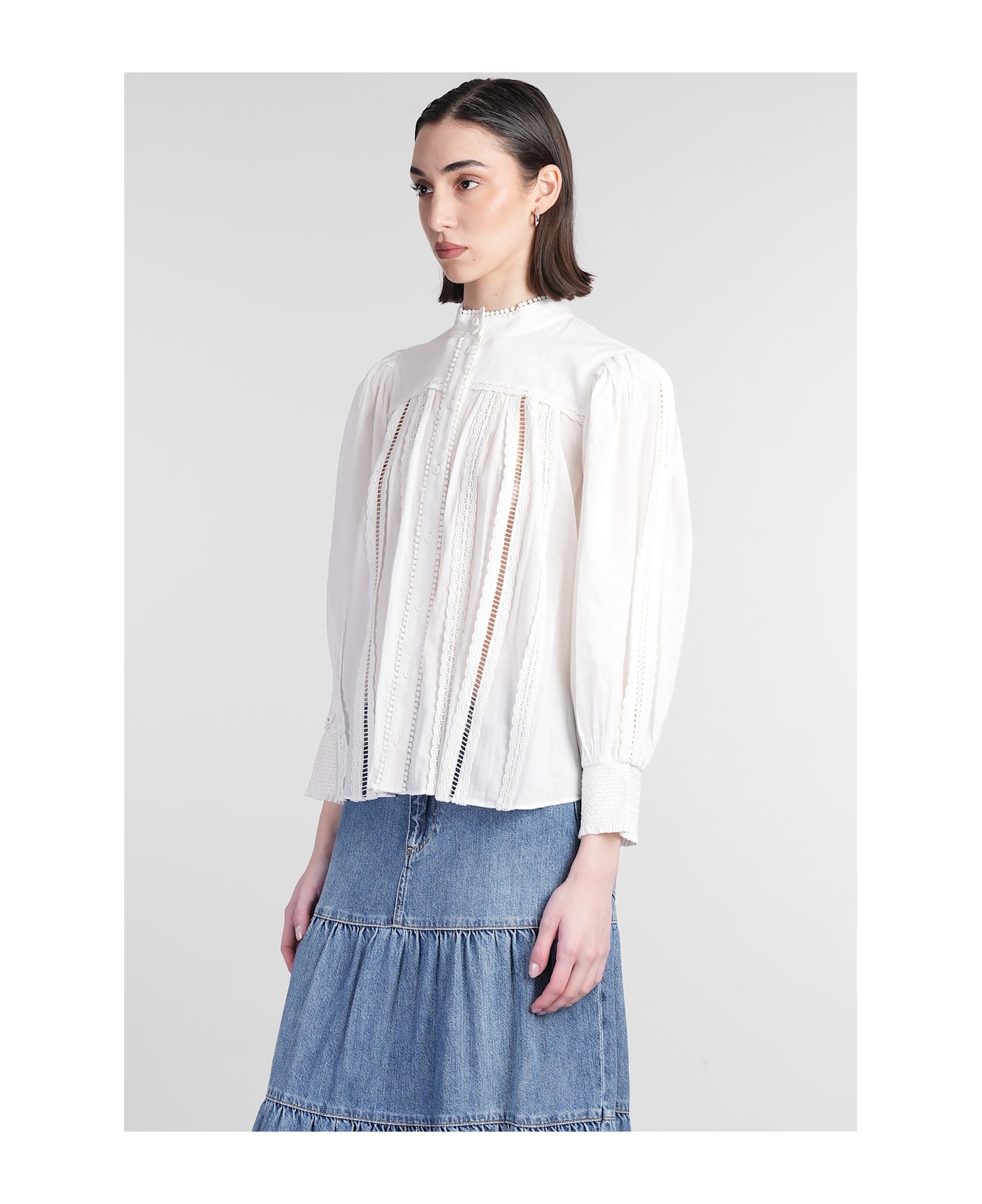 Alice + Olivia Cora Blouse In White Cotton - White