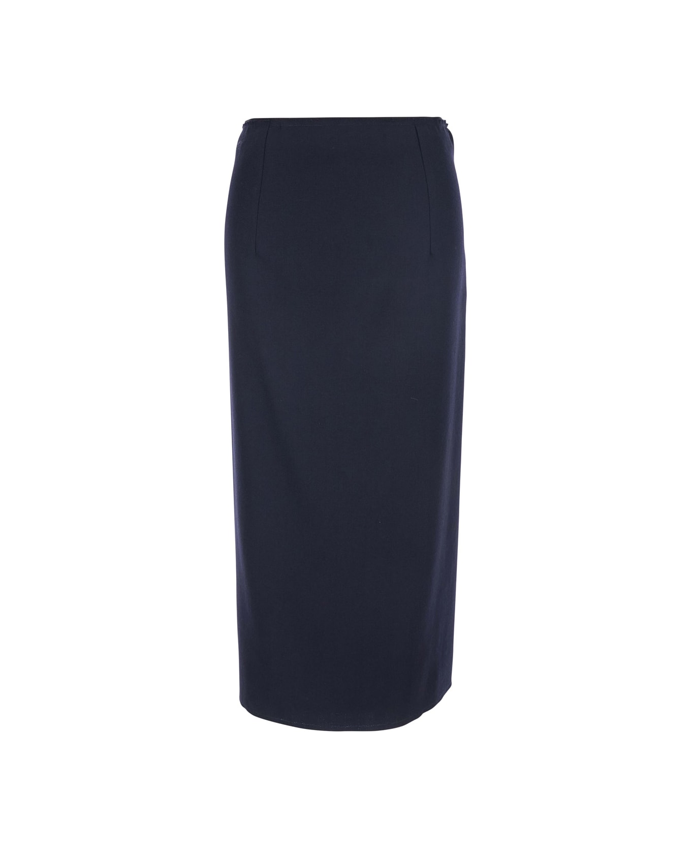 Mauro Grifoni Blue Skirt With Rear Single Slit And Rear Zip Closure In Fabric Woman - Blu