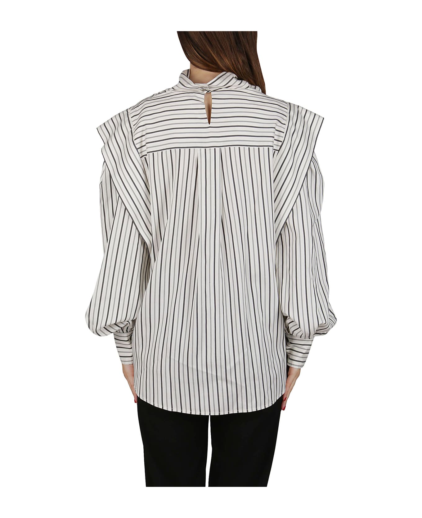 Isabel Marant White Silk Bianca Blouse - GREY/ECRU