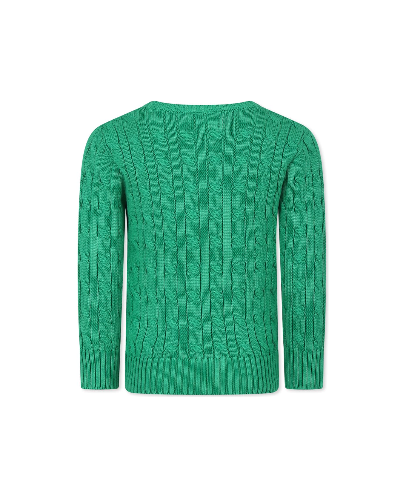 Ralph Lauren Green Sweater For Boy With Horse - Green