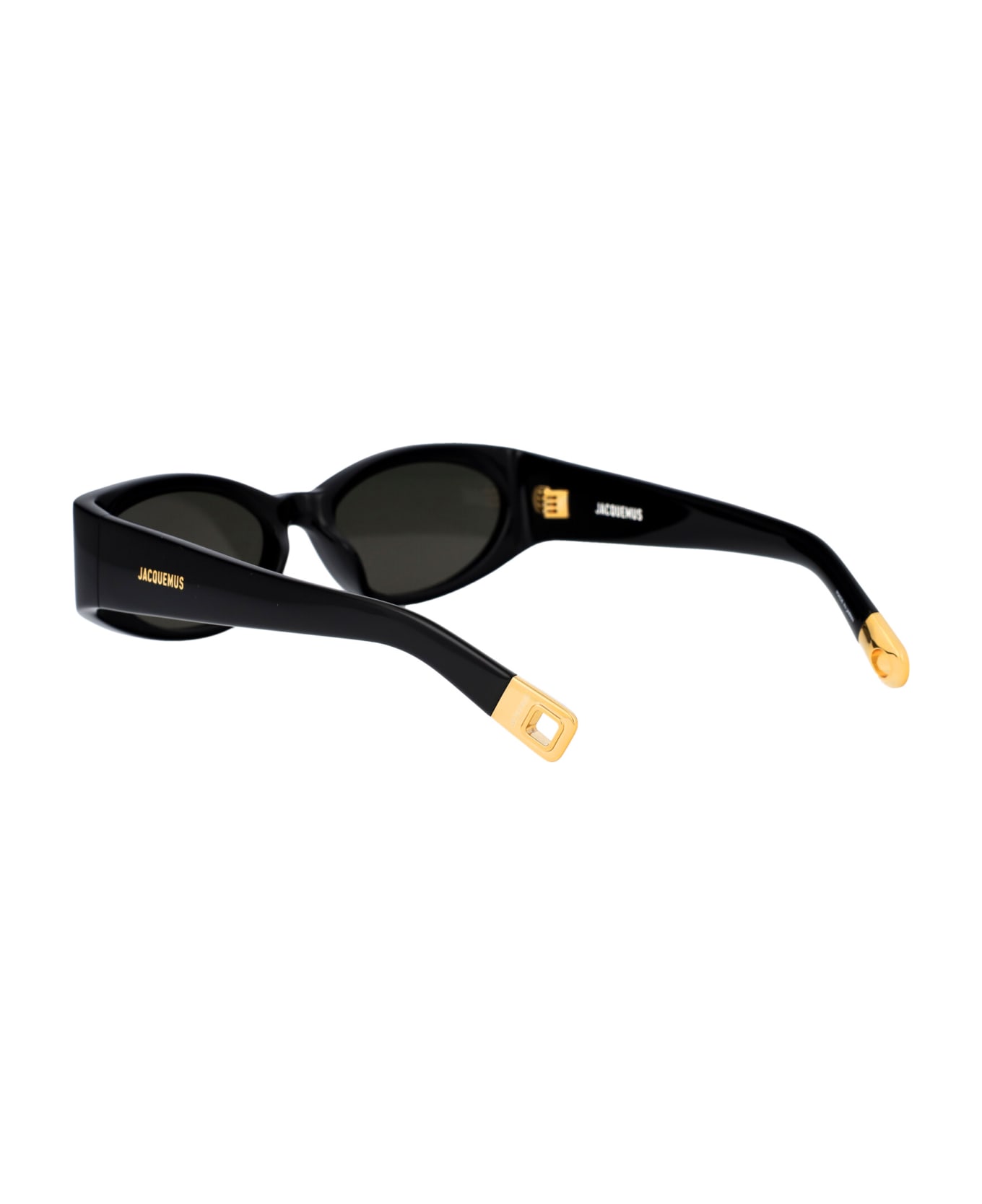 Jacquemus Ovalo Sunglasses - 01 BLACK/ YELLOW GOLD/ GREY