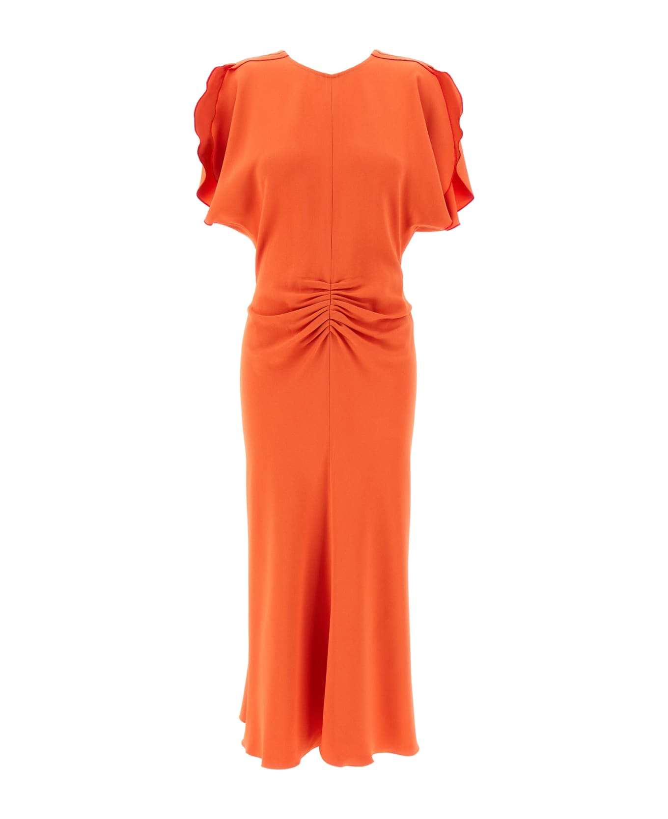 Victoria Beckham 'gathered Waist' Midi Dress - Orange