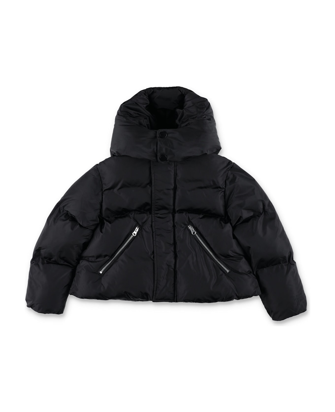 MM6 Maison Margiela Kid Black Puffer Jacket With High Collar - BLACK