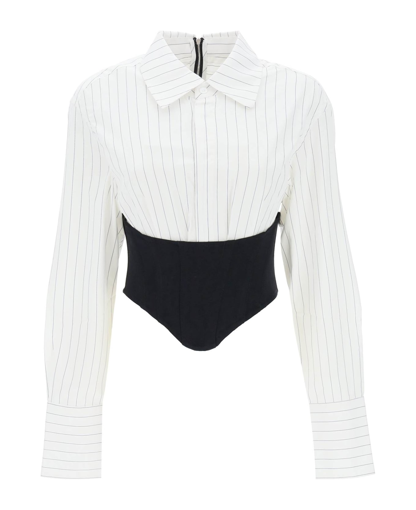 Dion Lee Cropped Shirt With Underbust Corset - WHITE (White) ボディスーツ