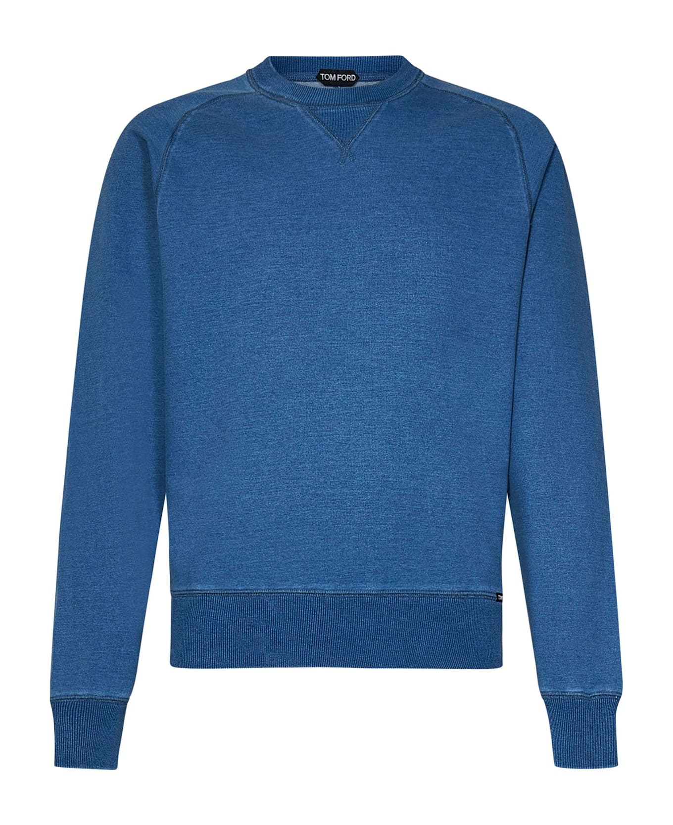 Tom Ford Jersey Ribbed Crewneck Sweatshirt - DENIM BLUE