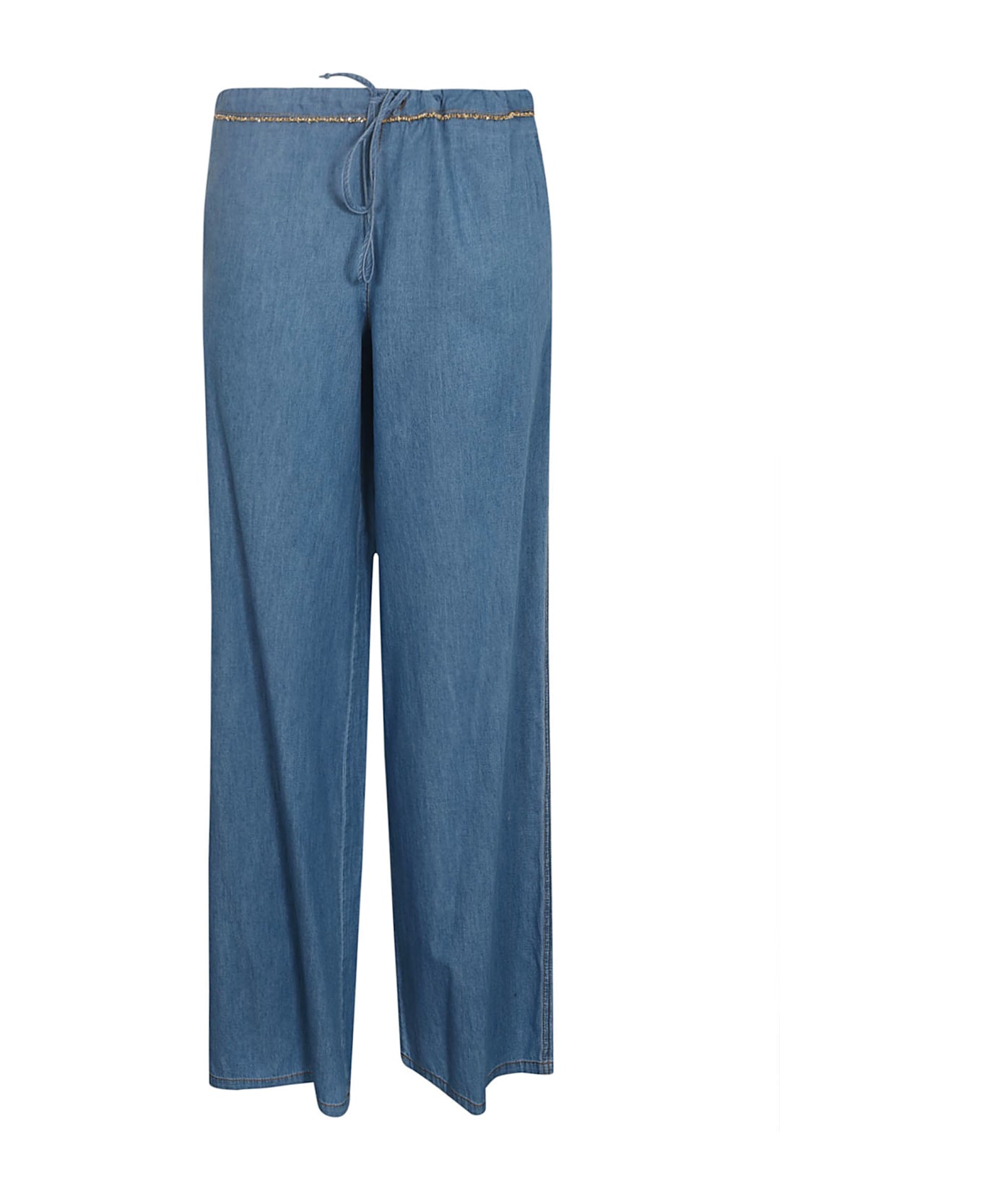 Ermanno Scervino Denim Laced Straight Trousers - Bright Cobalt