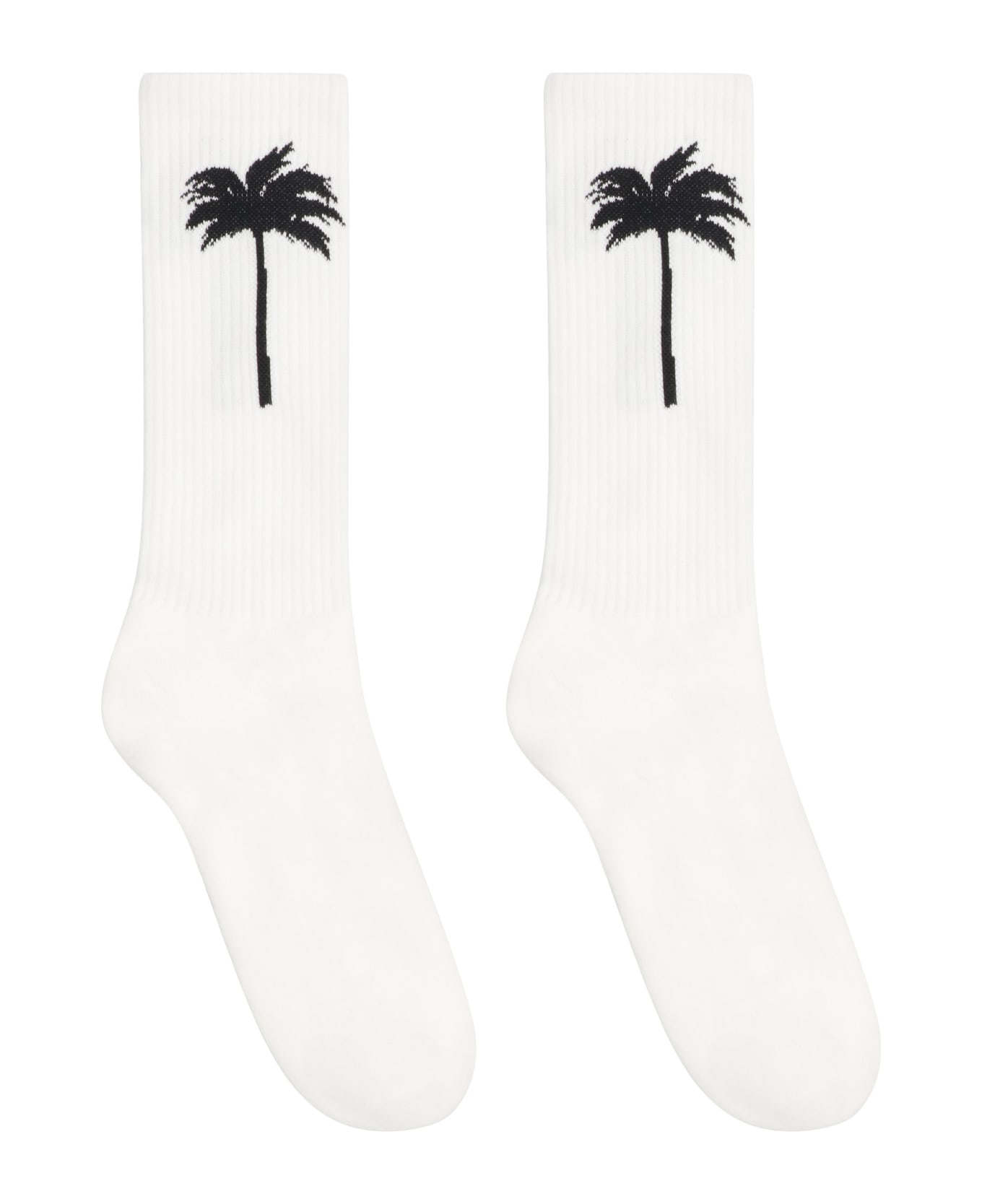 Palm Angels Cotton Socks With Logo - White 靴下