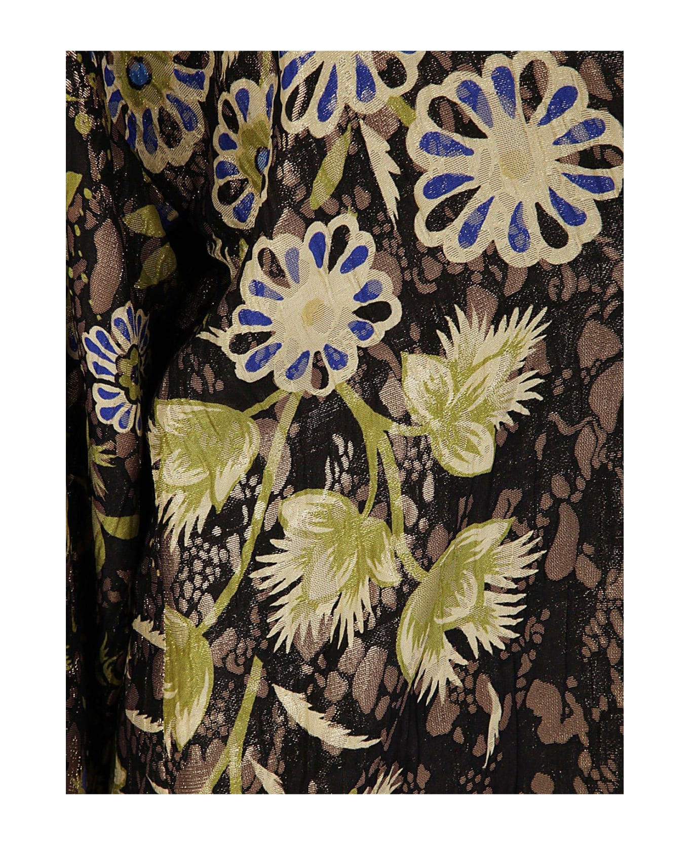 Etro Floral Pattern Fringe Detailed Draped Poncho - Blu
