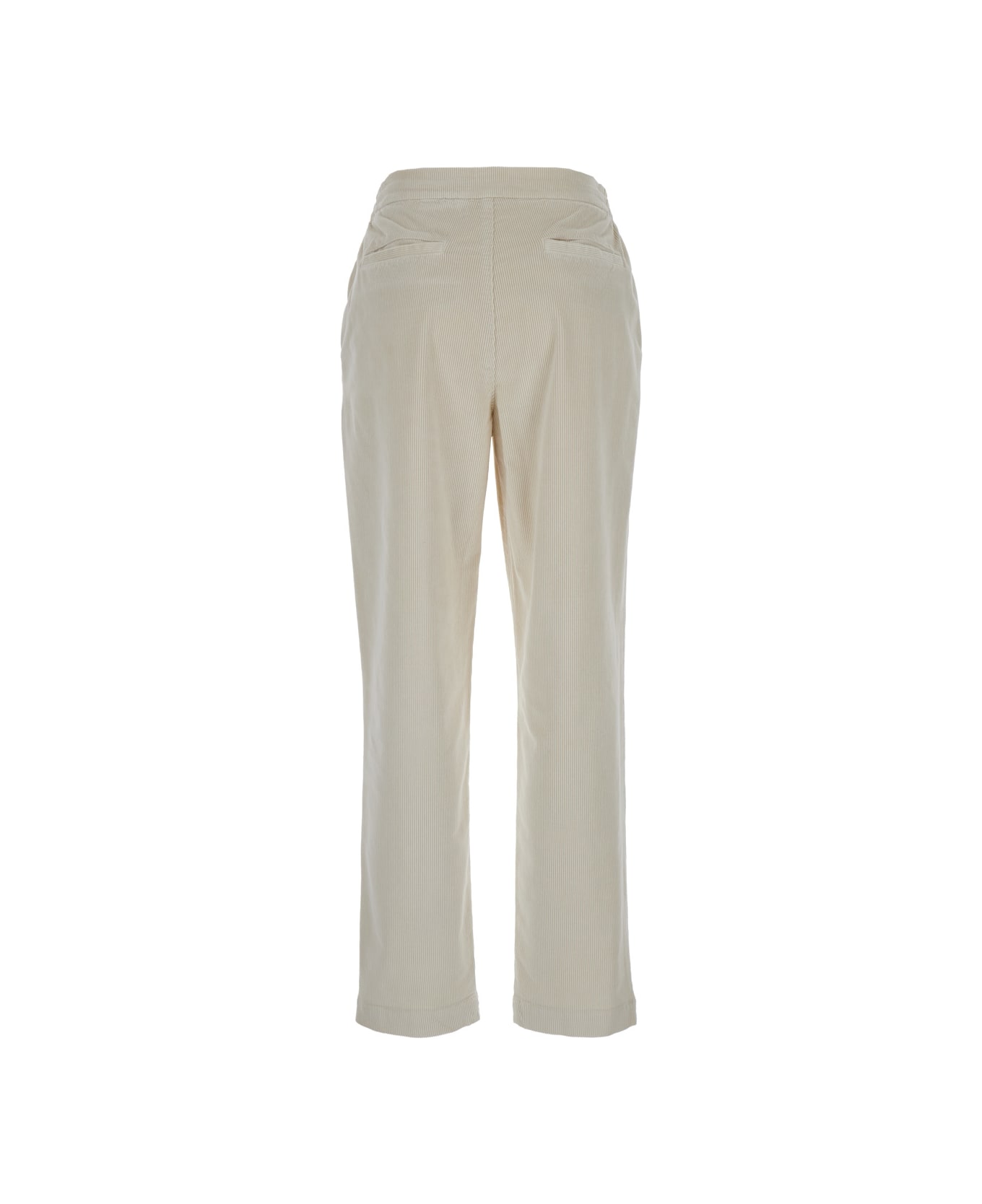 Eleventy Beige Pants With Drawstring In Corduroy Woman - Beige