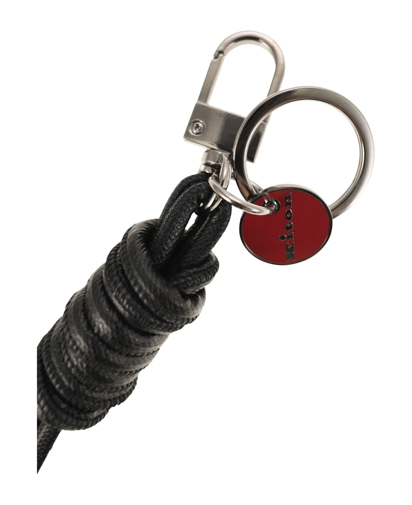 Kiton Leather Key Ring - Black