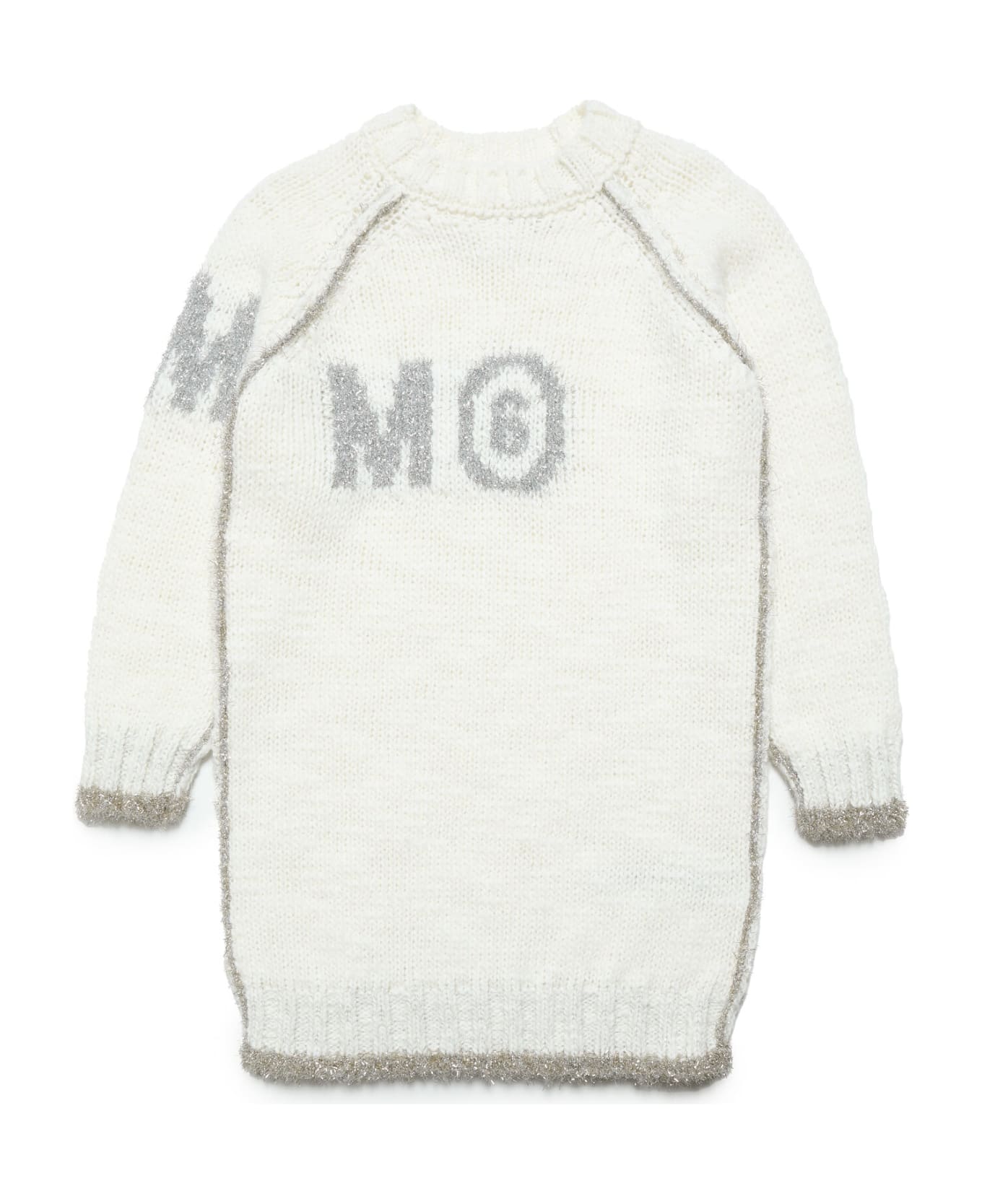 Maison Margiela Mm6d79u Dress Maison Margiela Wool-blend And Lurex Maxi Sweater Dress - WHITE