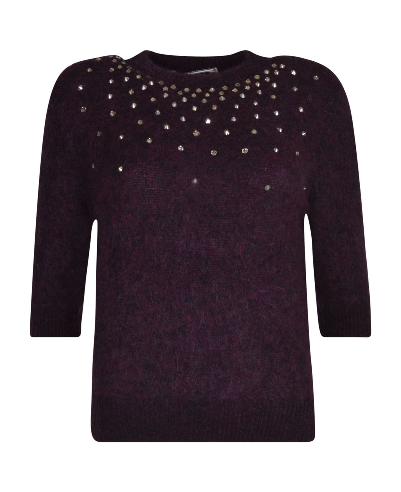Alessandra Rich Crystals Embellishment Sweater - Violet 