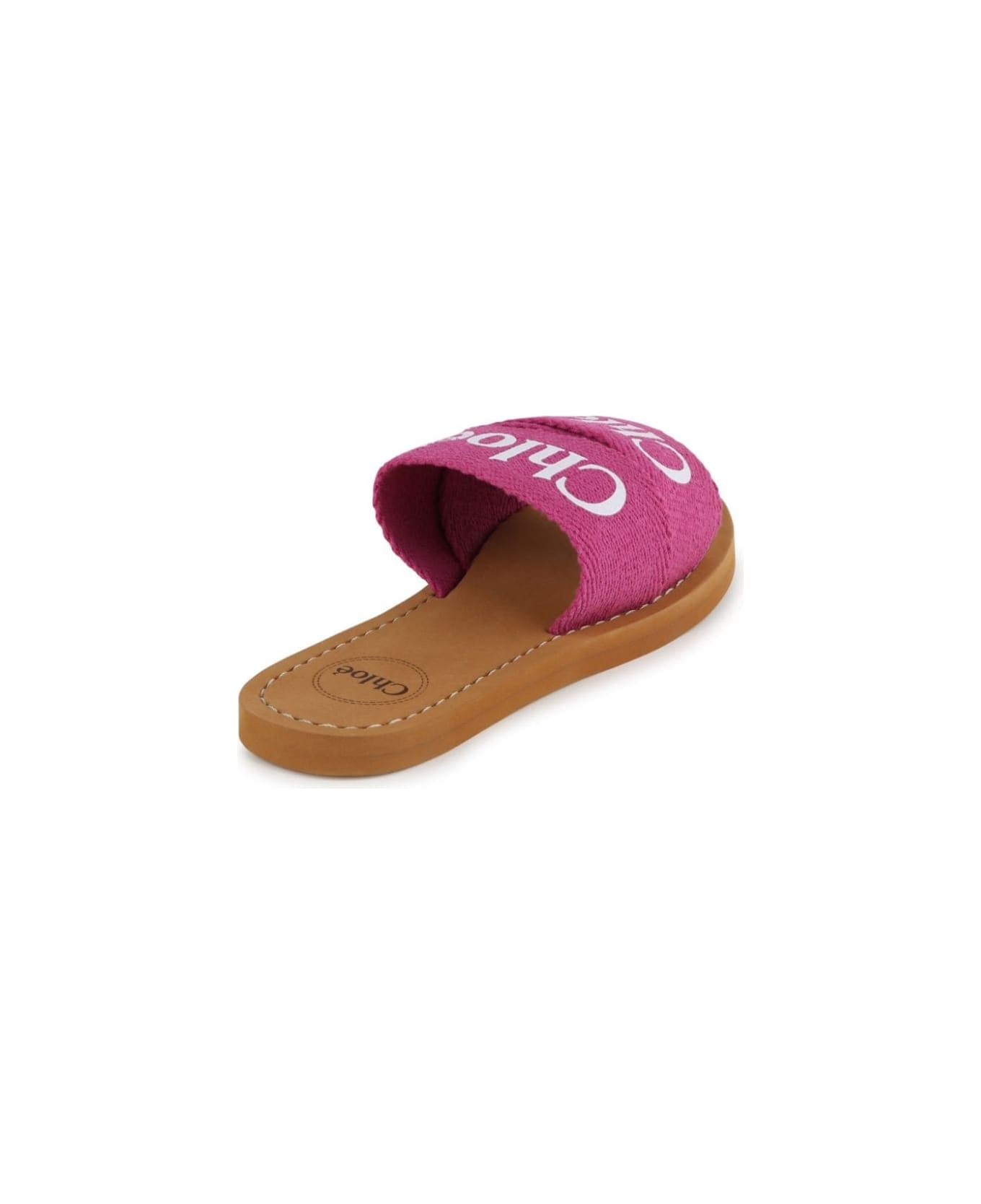 Chloé Fuchsia Slide Sandals In Leather Girl - Pink