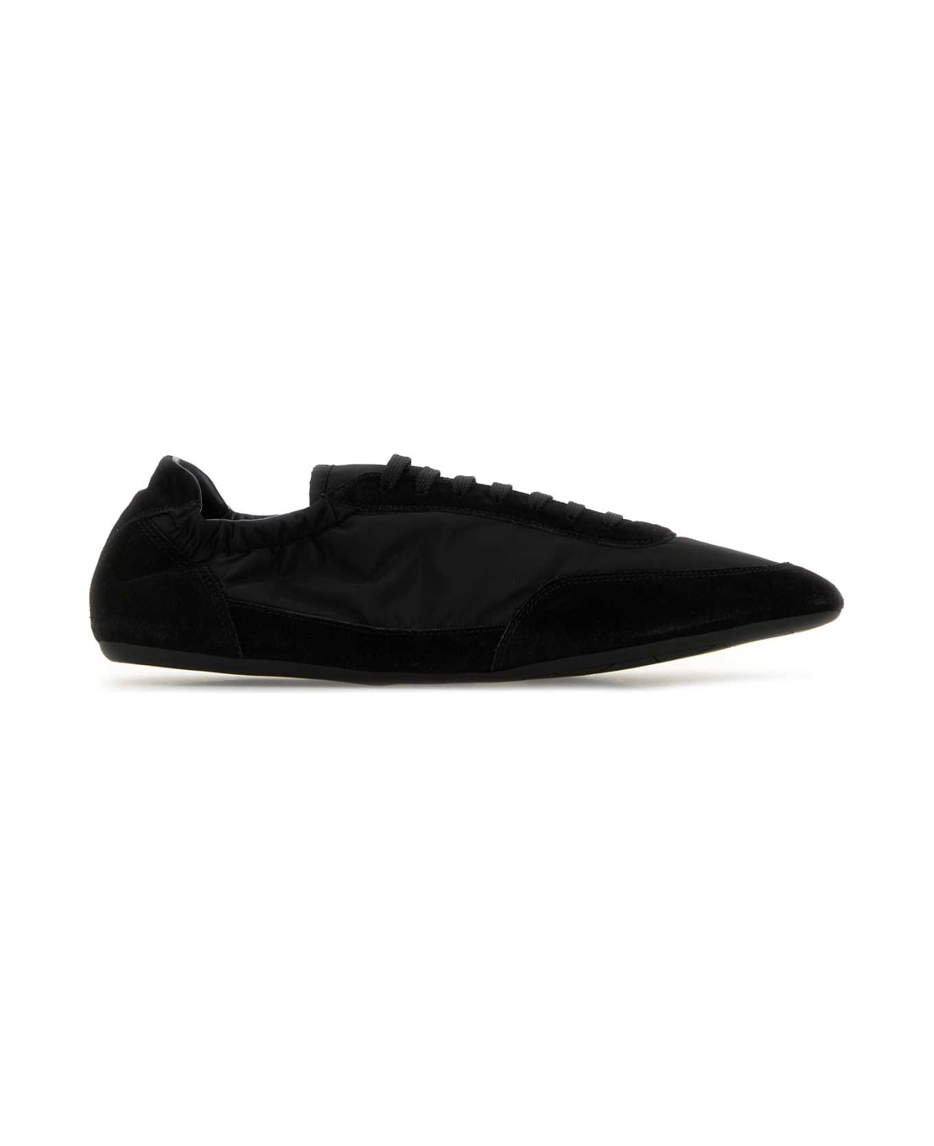 Prada Black Nylon And Suede Sneakers - NERO