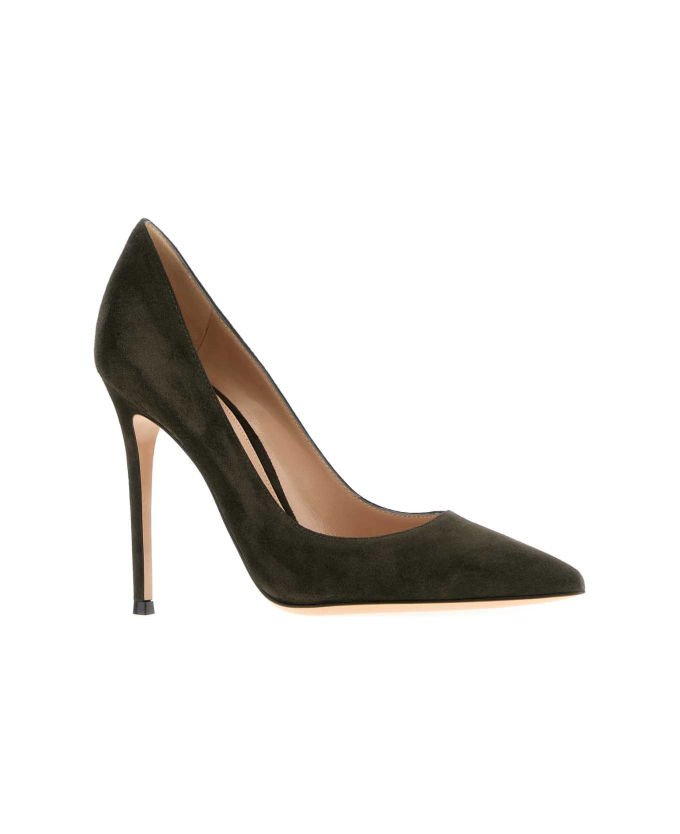 Gianvito Rossi Bottle Green Suede Pumps - DARKGREEN