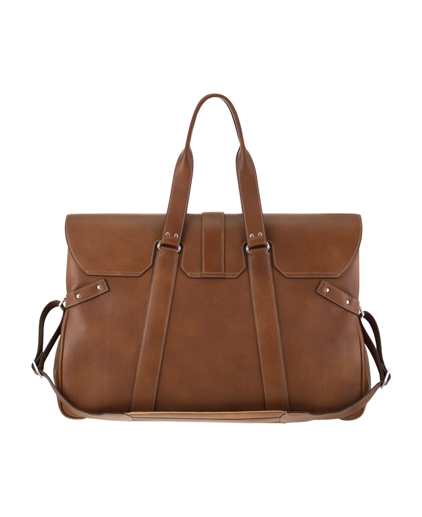 Brunello Cucinelli Country Weekender Bag In Calfskin With Grain - Cognac