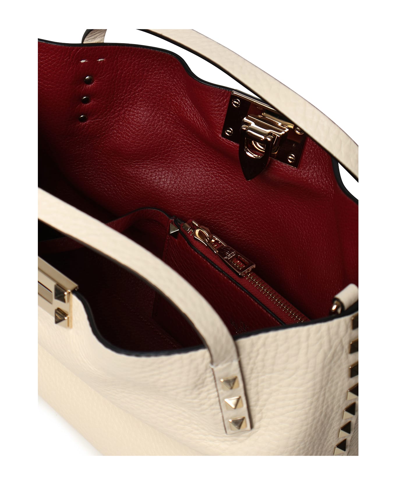 Valentino Garavani Rockstud Small Tote Bag - White