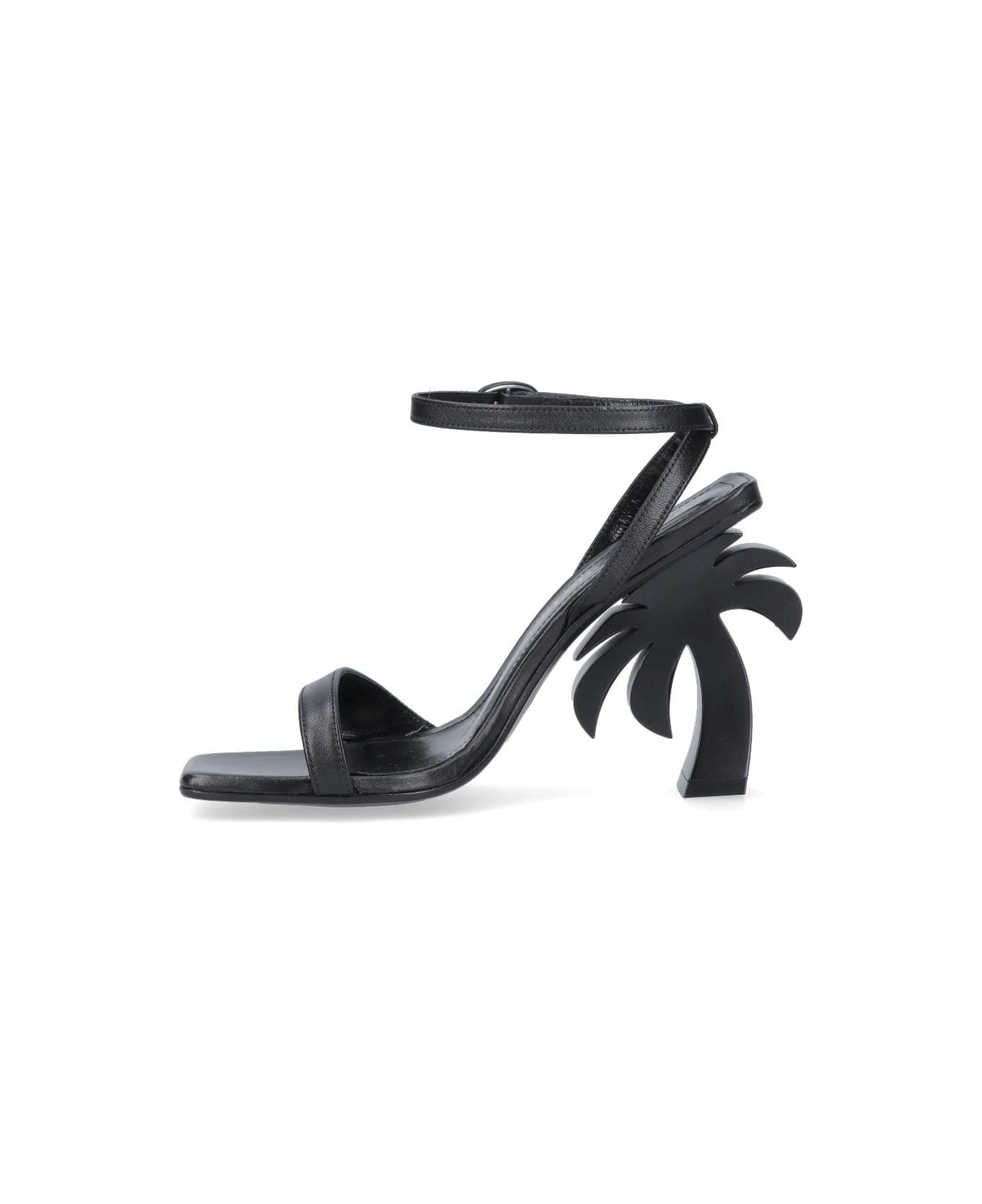 Palm Angels 'palm' Heel Sandals - Black