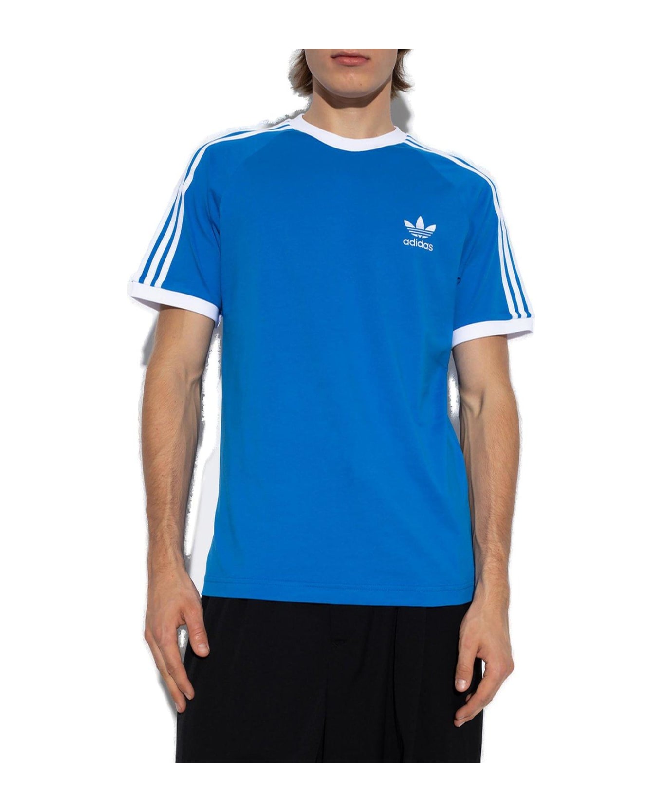 Adidas Originals Logo-embroidered Crewneck T-shirt - Gnawed Blue