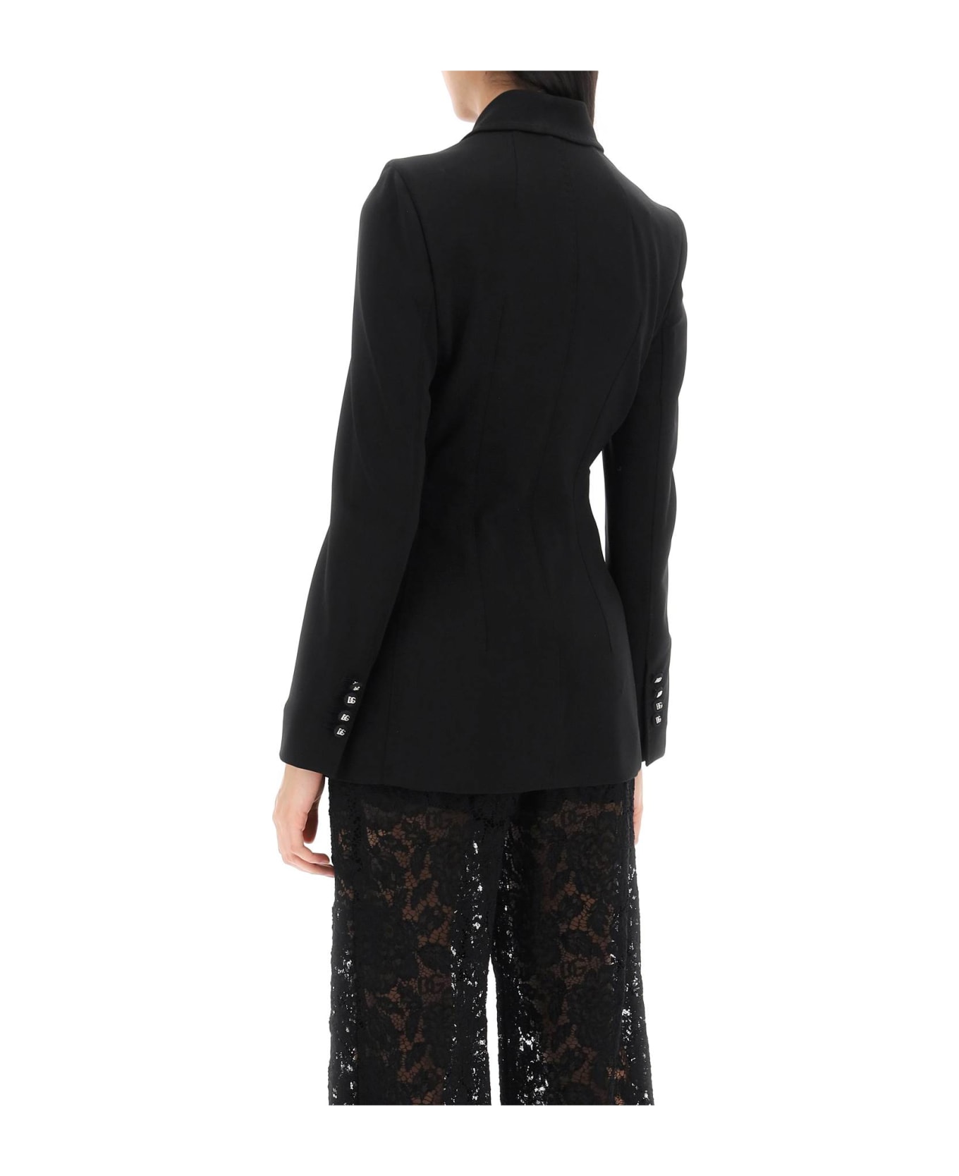 Dolce & Gabbana leopard print candle Schwarz Double-breasted Turlington Jacket - NERO (Black)