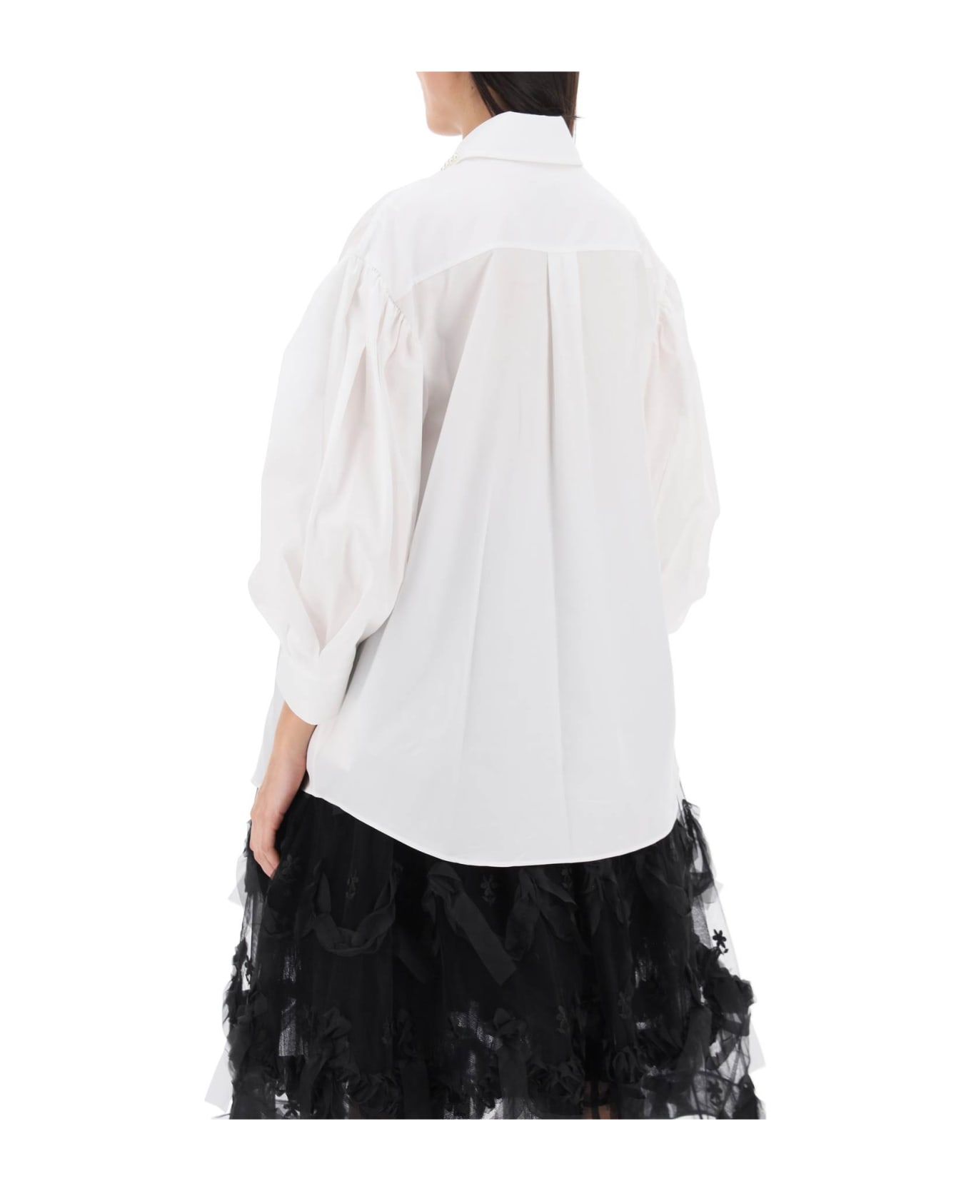 Simone Rocha Puff Sleeve Shirt With Embellishment - WHITE PEARL (White) シャツ