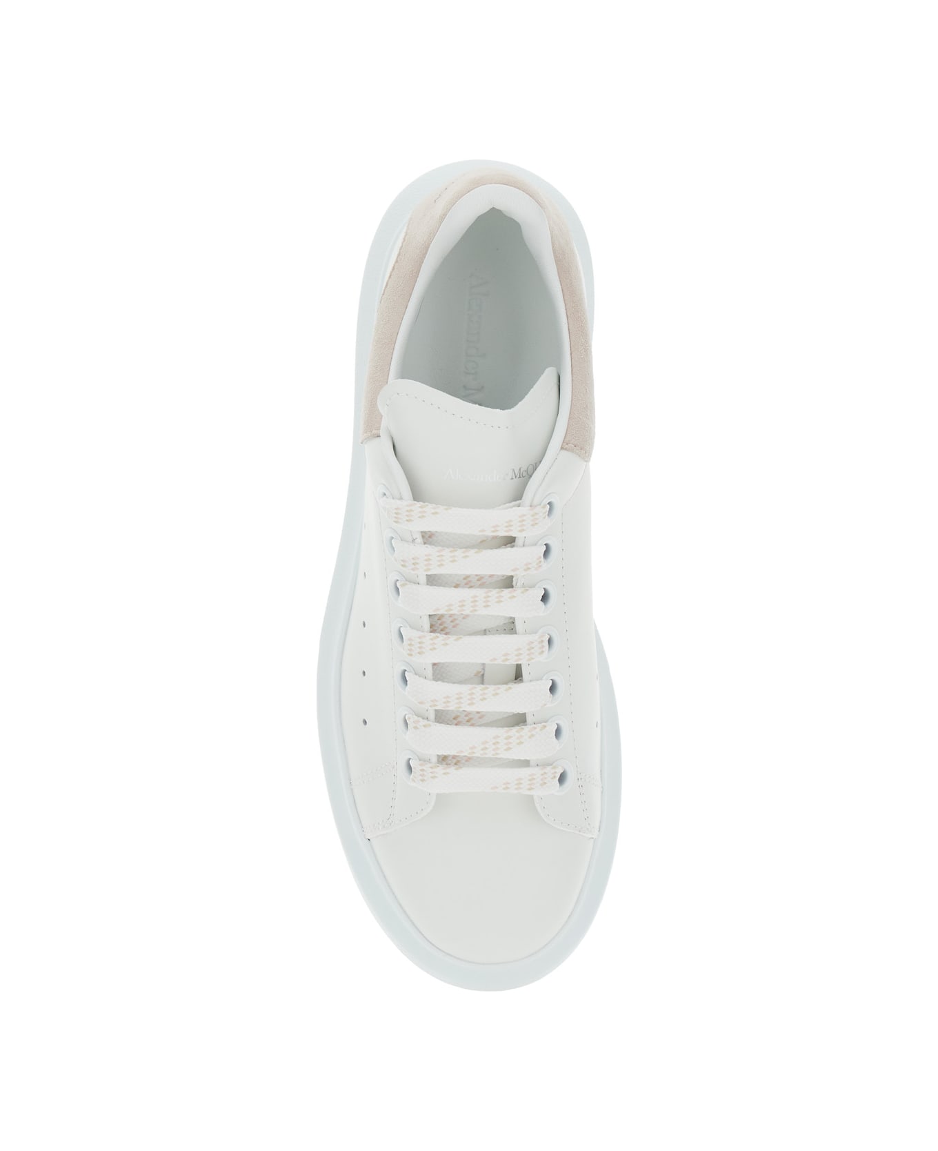 Alexander McQueen White Low Top Sneakers With Contrasting Heel With Logo Lettering In Leather Woman - White