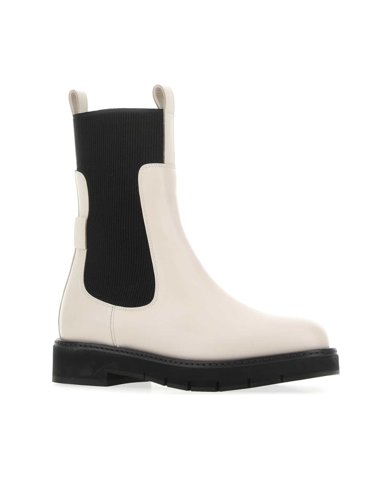 Ferragamo Ivory Leather Rook Ankle Boots - BONNERBIS