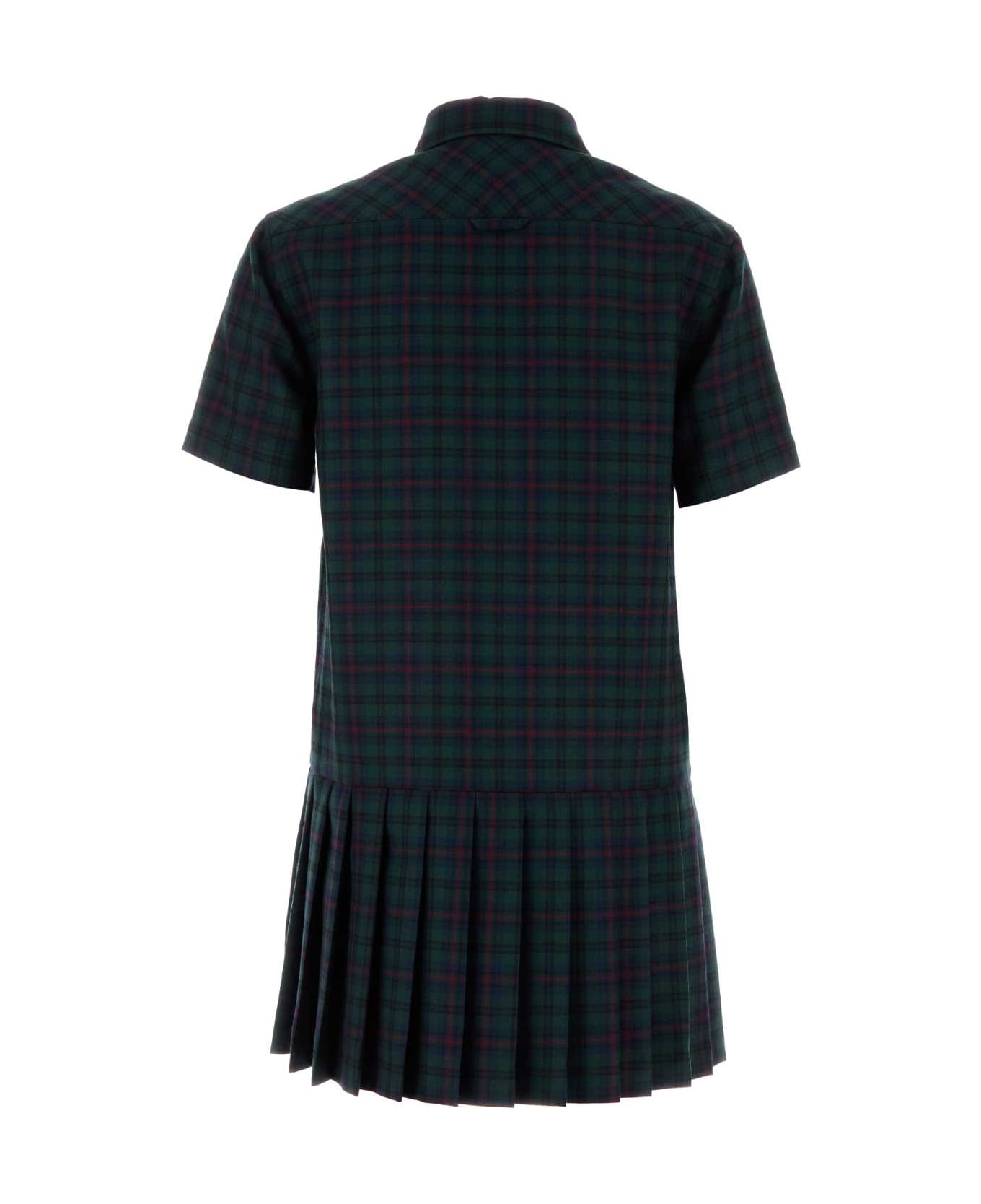 Miu Miu Embroidered Wool Mini Dress - BLUVERDE