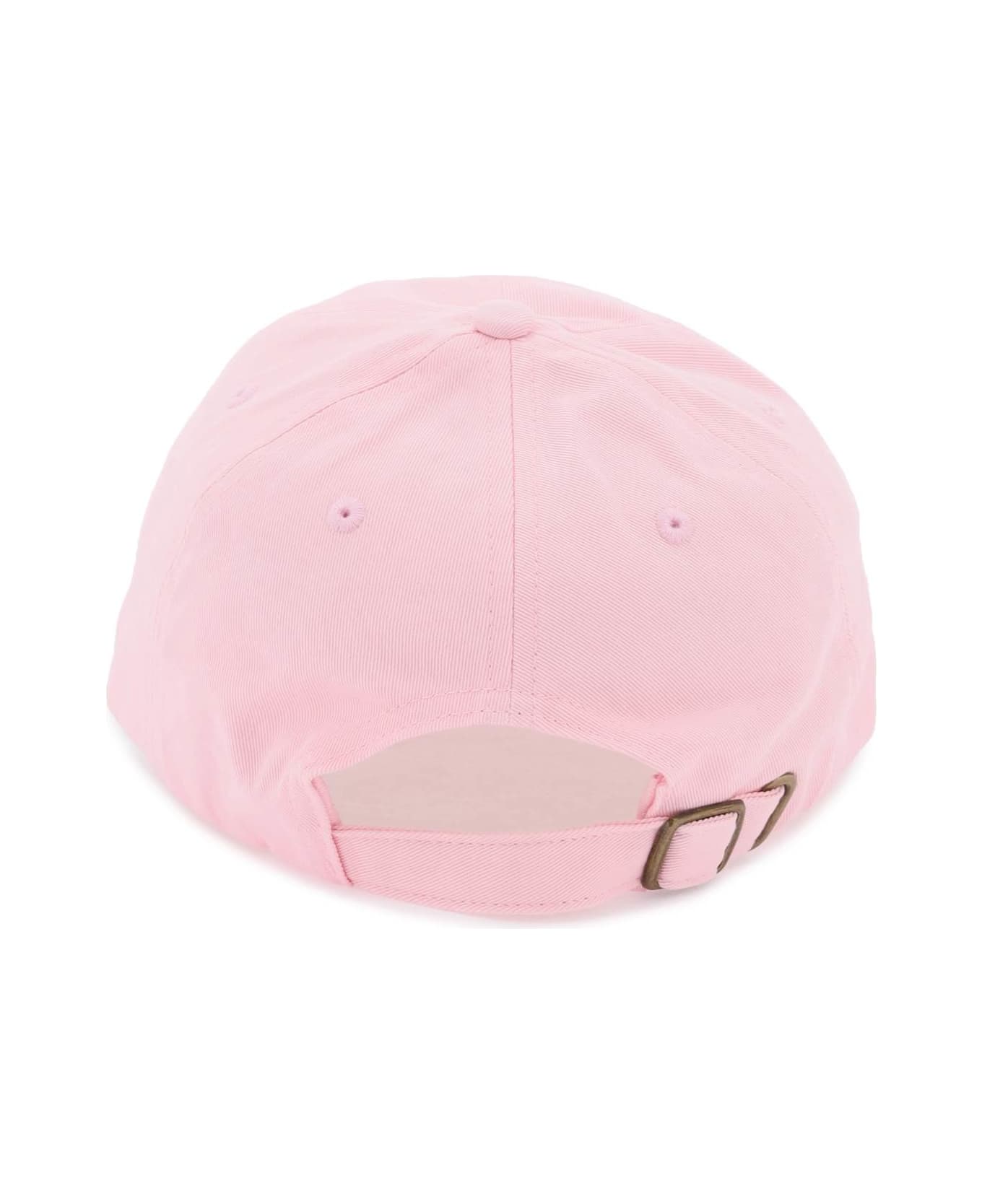 Rotate by Birger Christensen Cotton Baseball White Cap With Rhinestone Logo - ALMOND BLOSSOM (Pink)