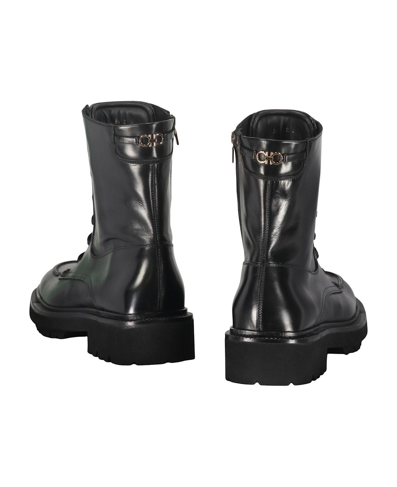 Ferragamo Leather Ankle Boots - black