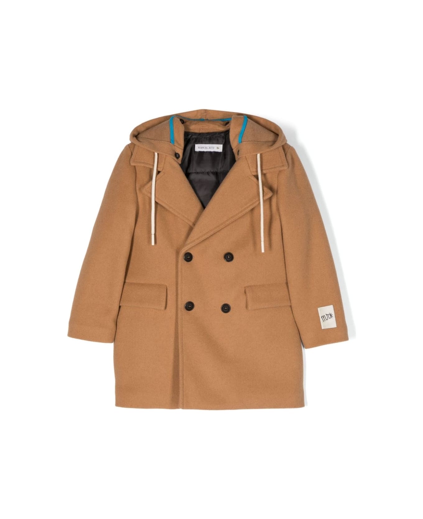 Manuel Ritz Double-breasted Coat With Removable Hood - Beige
