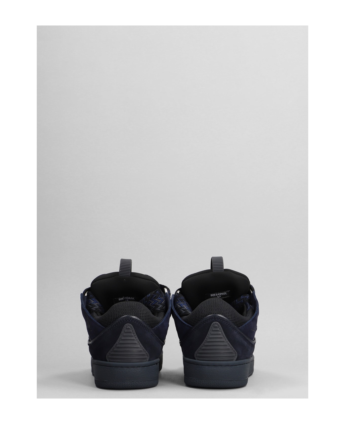 Lanvin Curb Sneakers In Blue Suede And Leather - blue