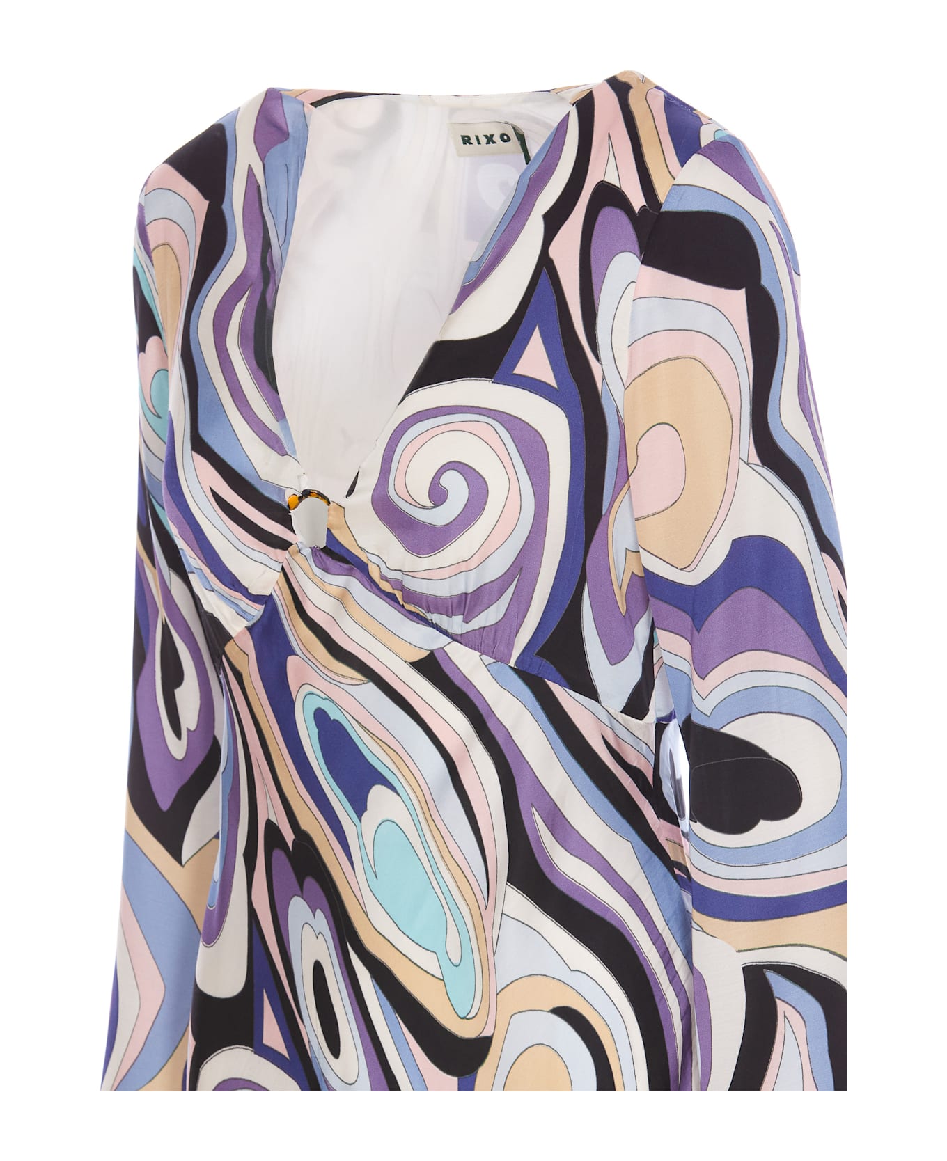 RIXO Terri Midi Satin Dress - MultiColour