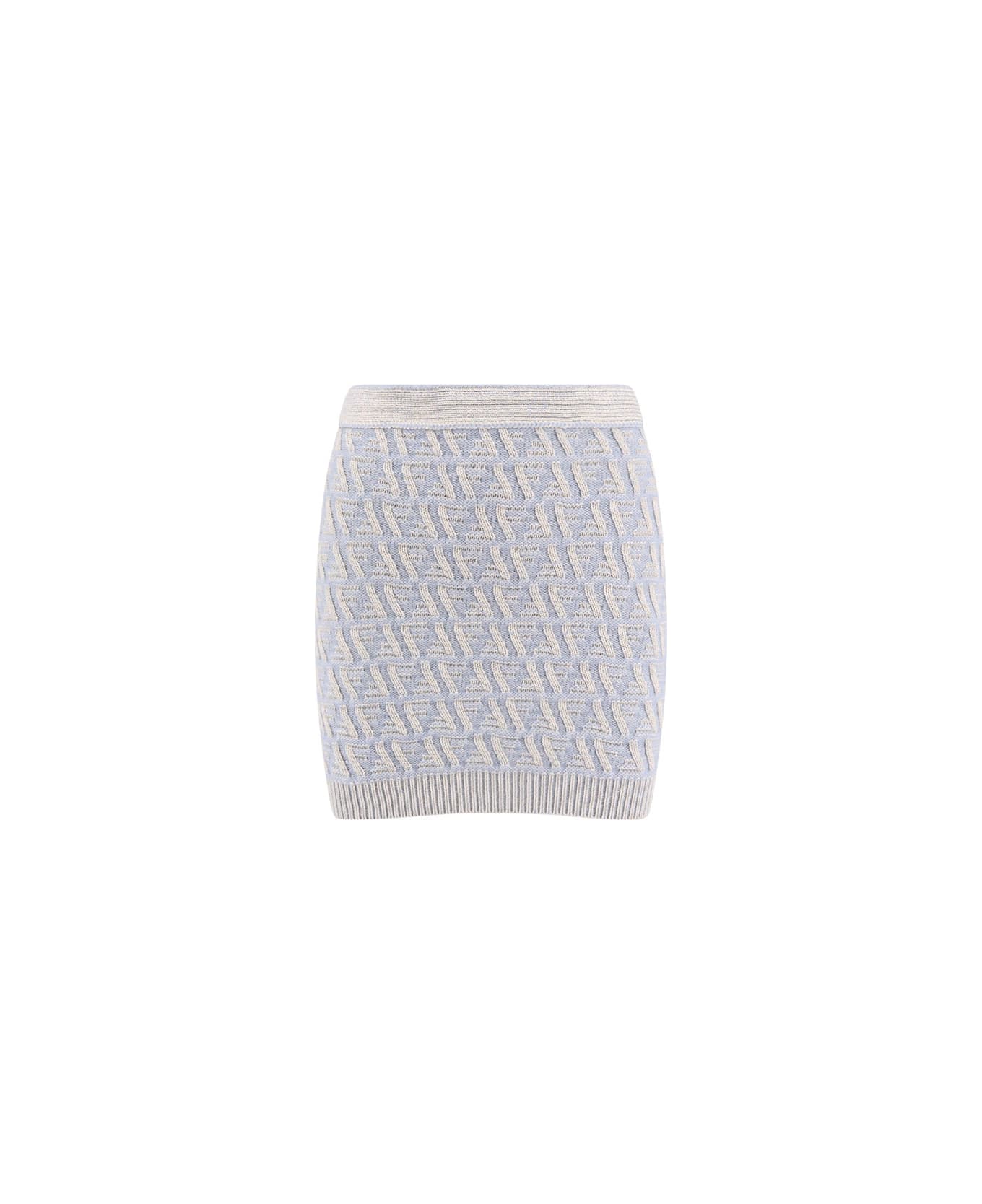 Fendi Embroidered Silk Blend Mini Skirt - Blue
