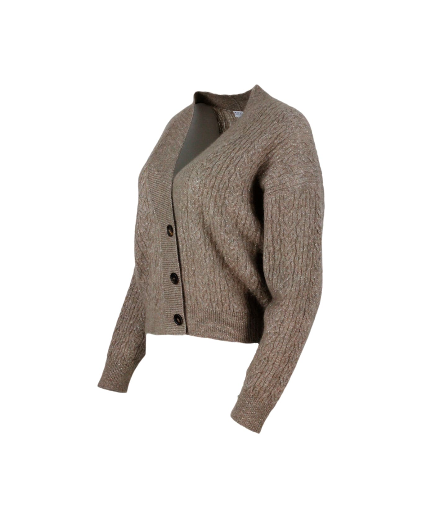 Brunello Cucinelli Cable Knit Wool Blend Cardigan Sweater - Brown カーディガン