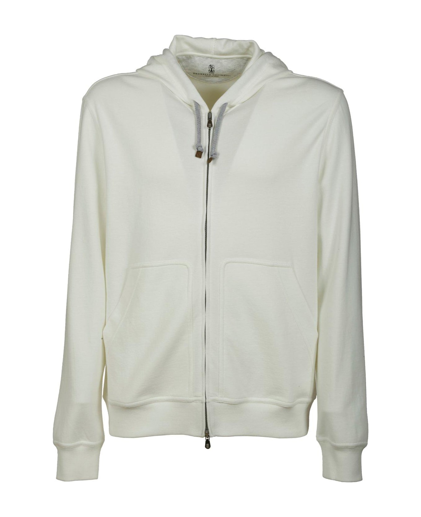 Brunello Cucinelli Zipped Hooded Sweatshirt - White フリース